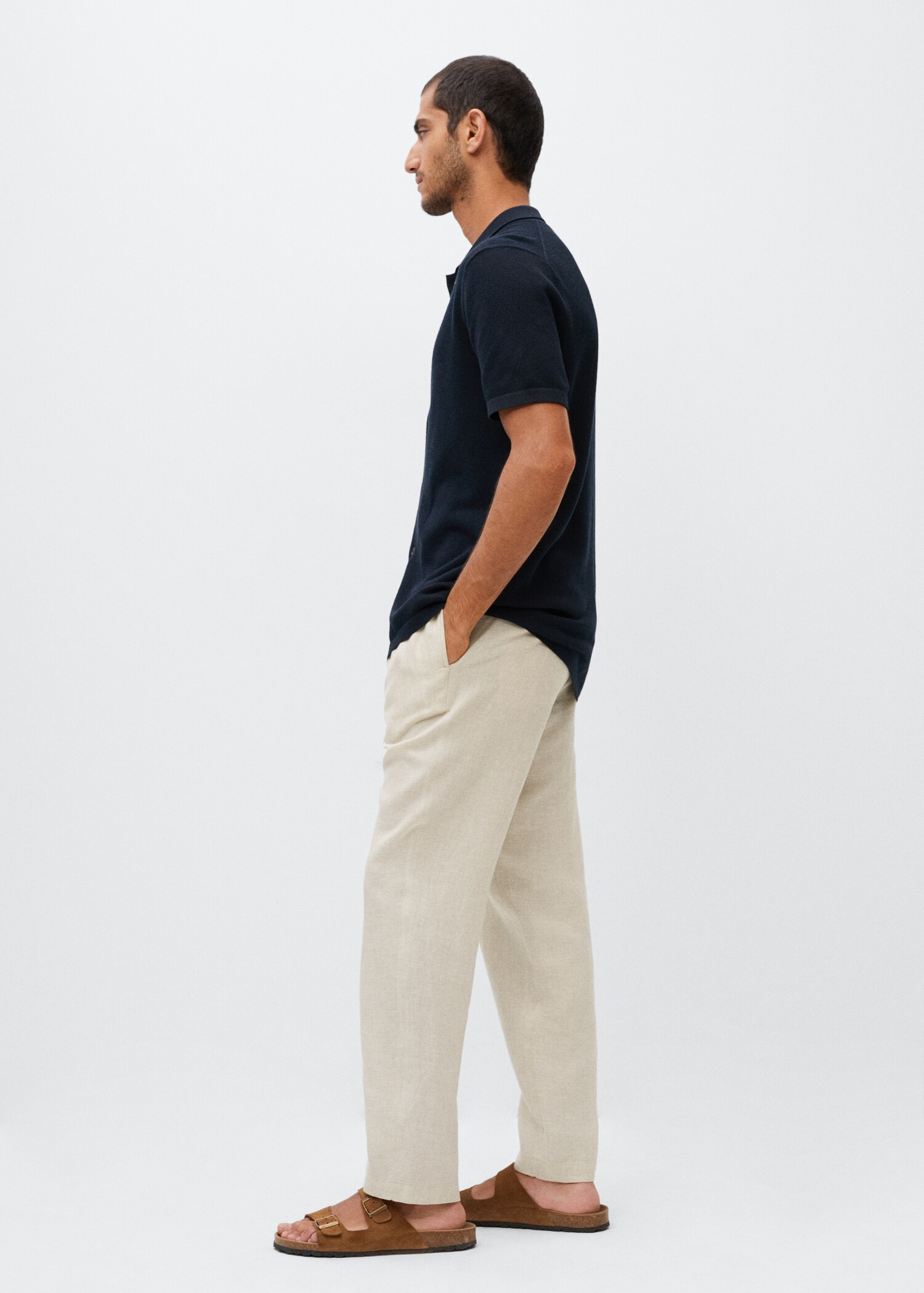 Pleated linen joggers - Details of the article 2