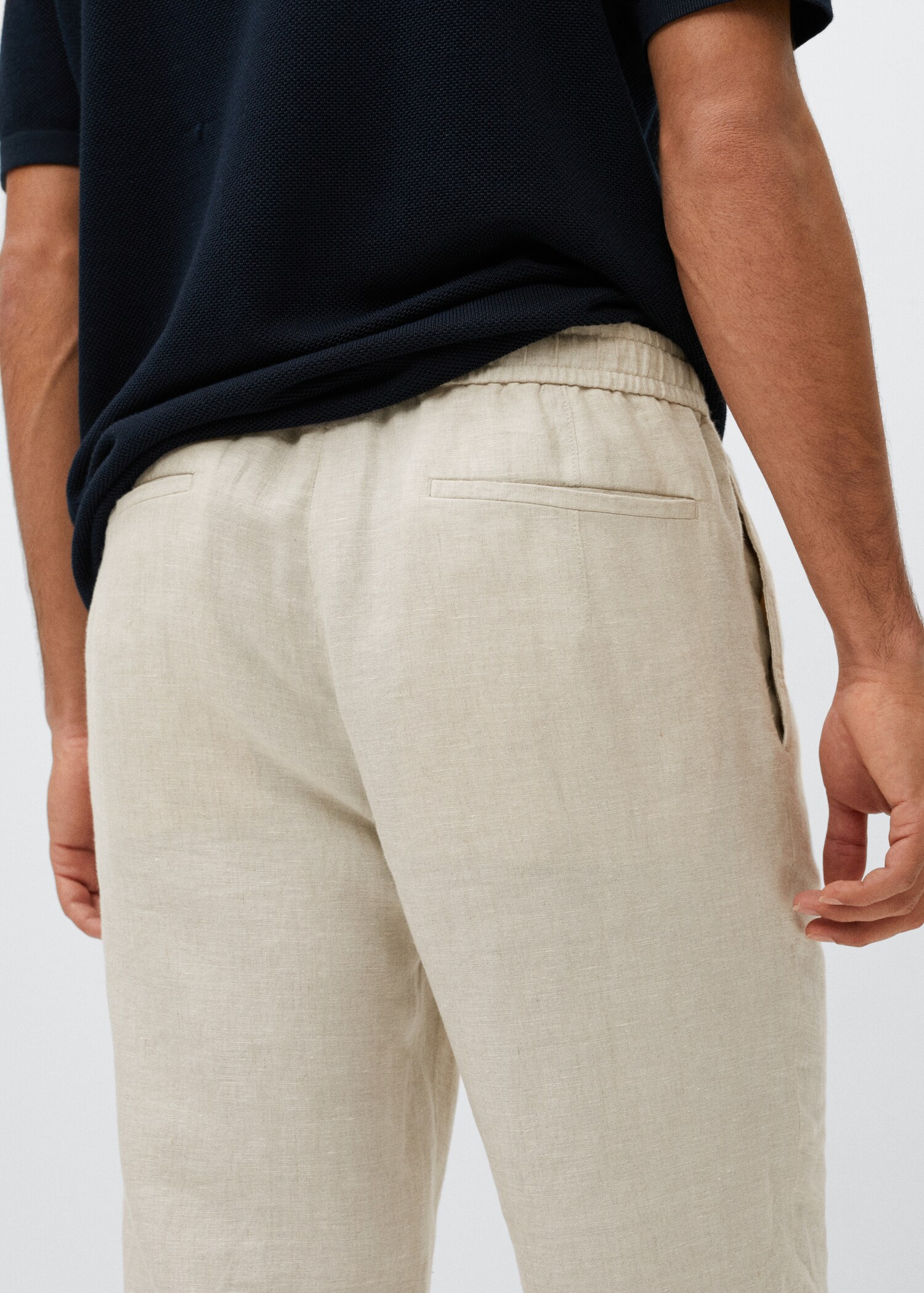 Pleated linen joggers - Details of the article 3