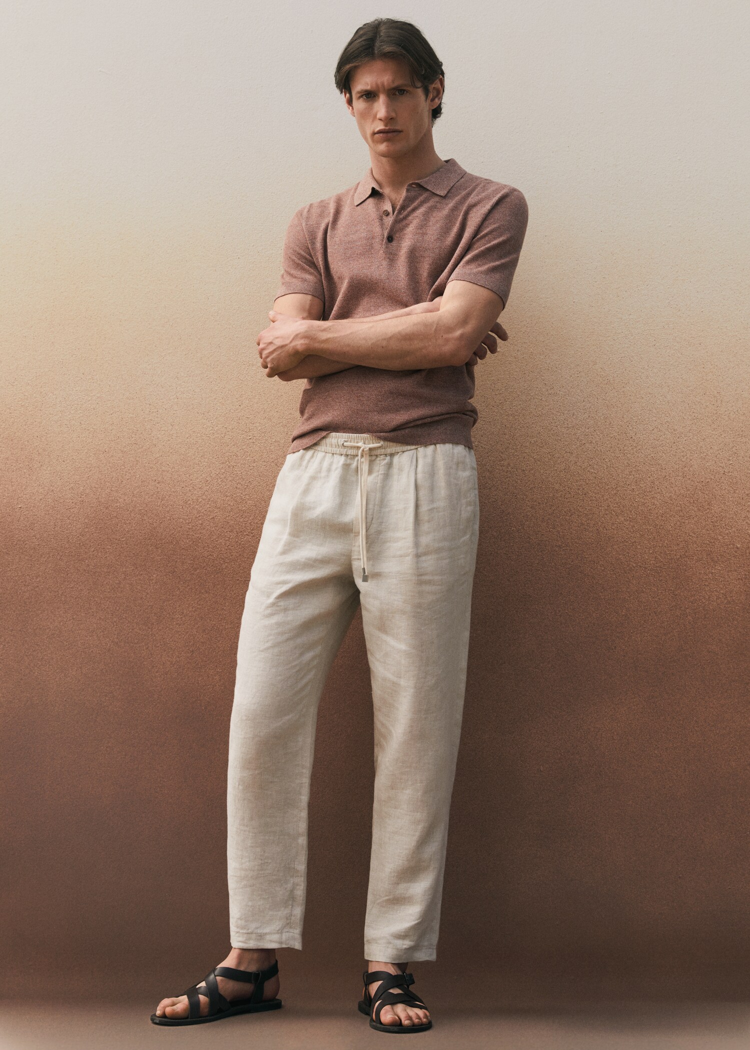 Pleated linen joggers - Details of the article 6