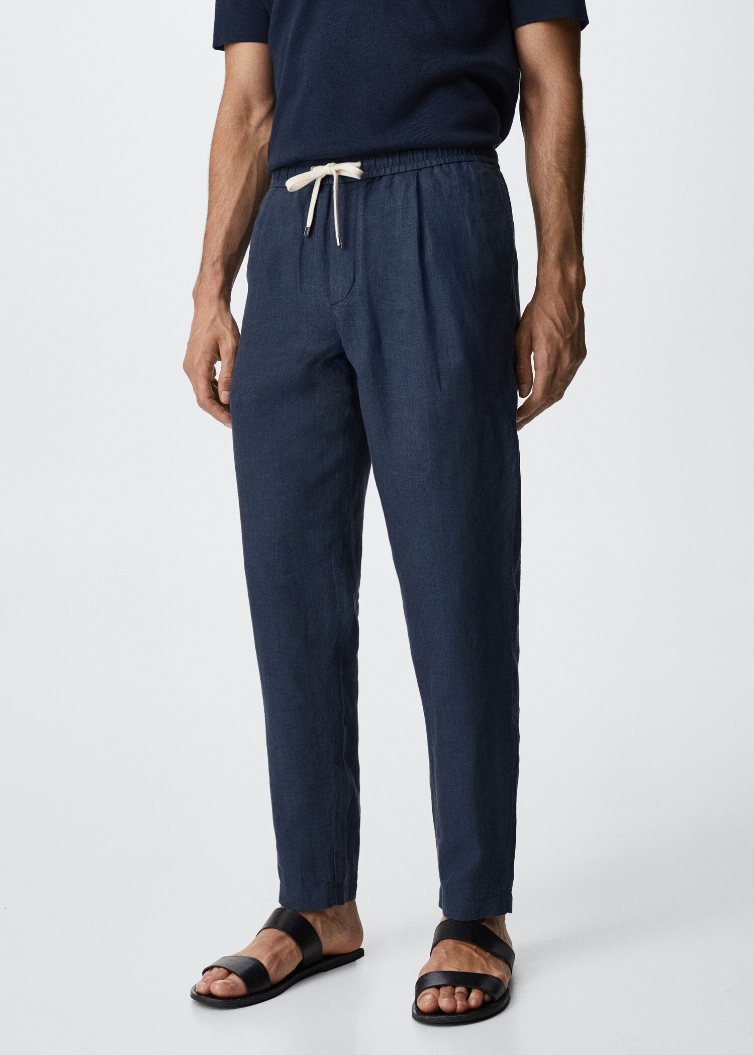 Pleated linen joggers - Medium plane