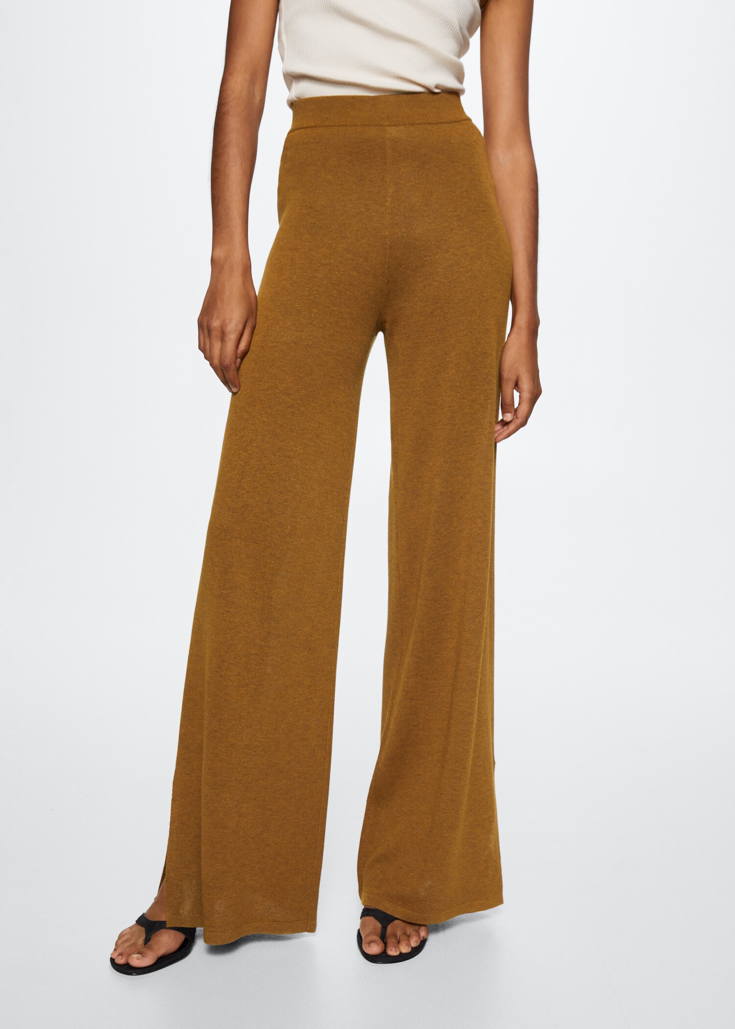 Side slit knit pants - Medium plane