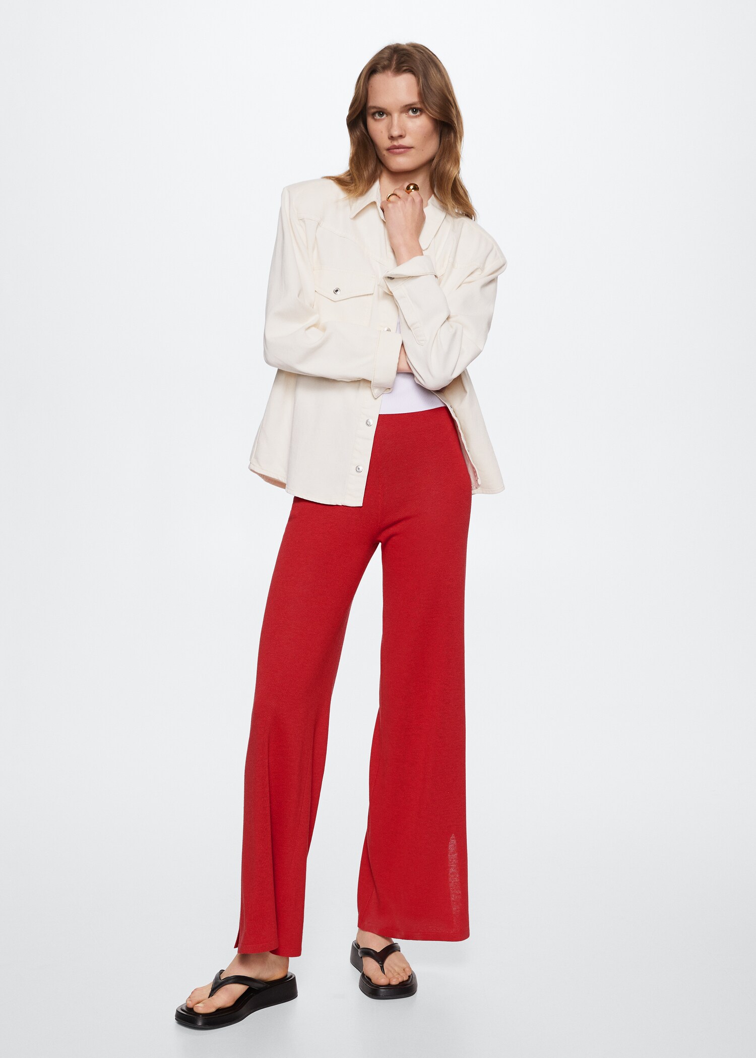 Side slit knit pants - Details of the article 2