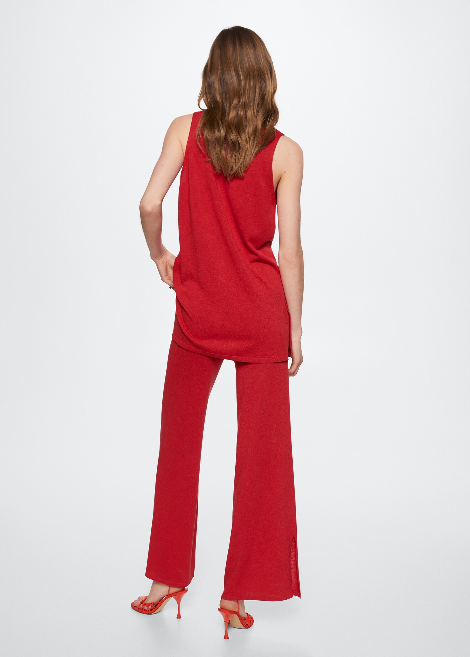 Side slit knit pants - Reverse of the article
