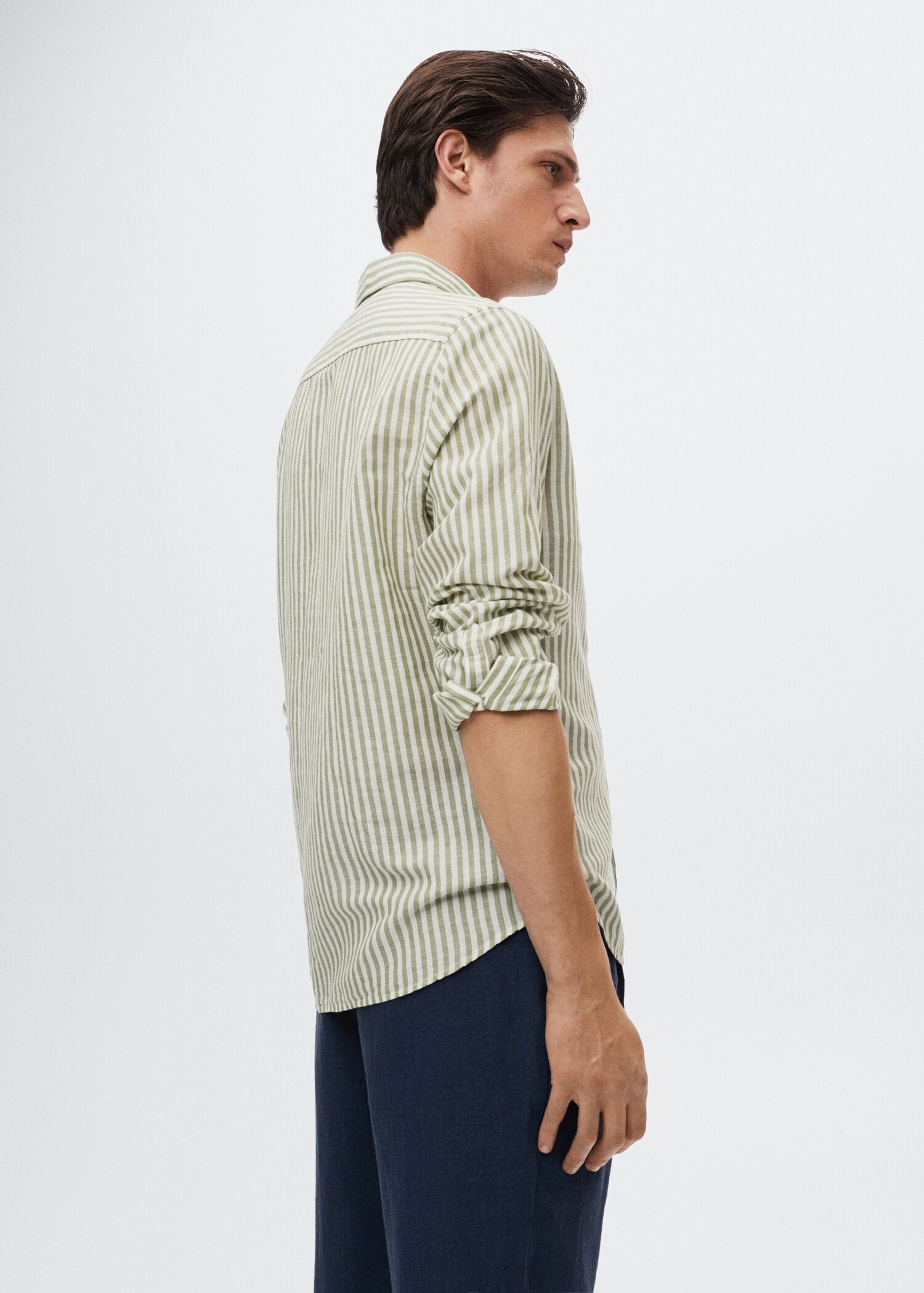 Slim fit striped linen shirt - Details of the article 2