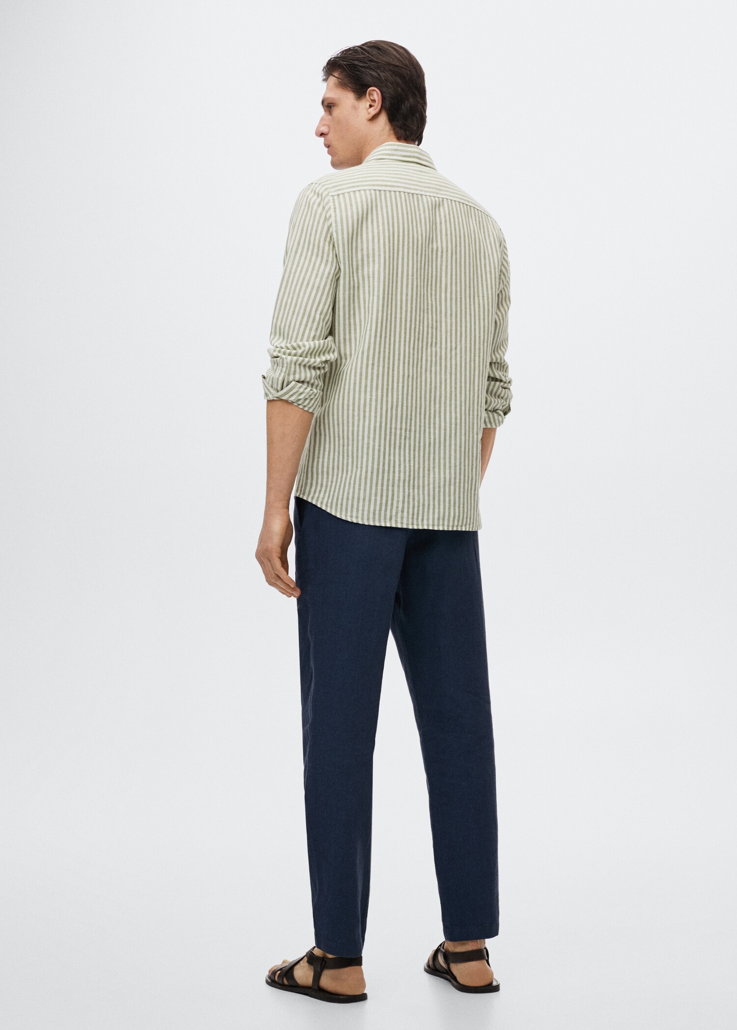 Slim fit striped linen shirt - Reverse of the article