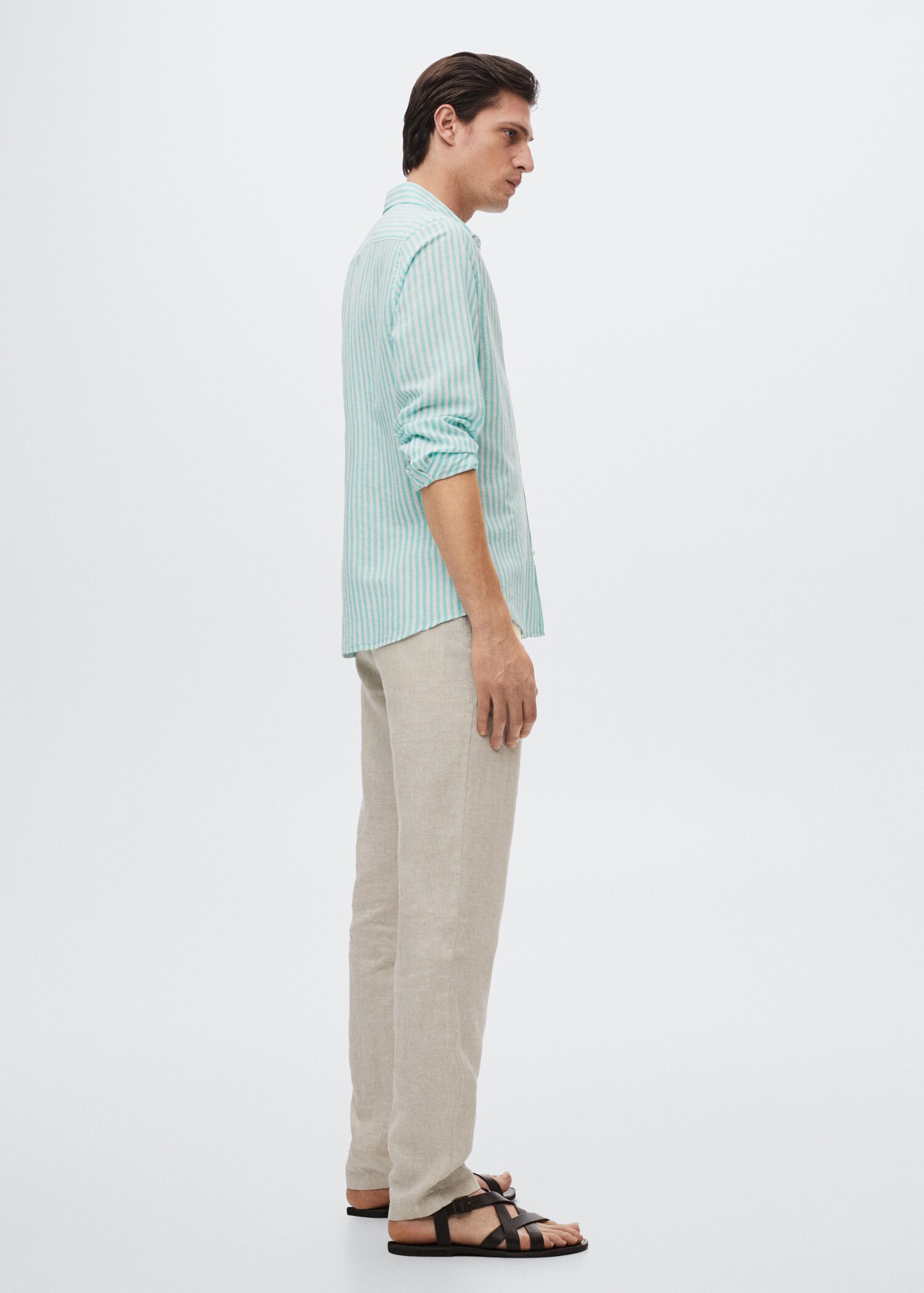 Slim fit striped linen shirt - Details of the article 2