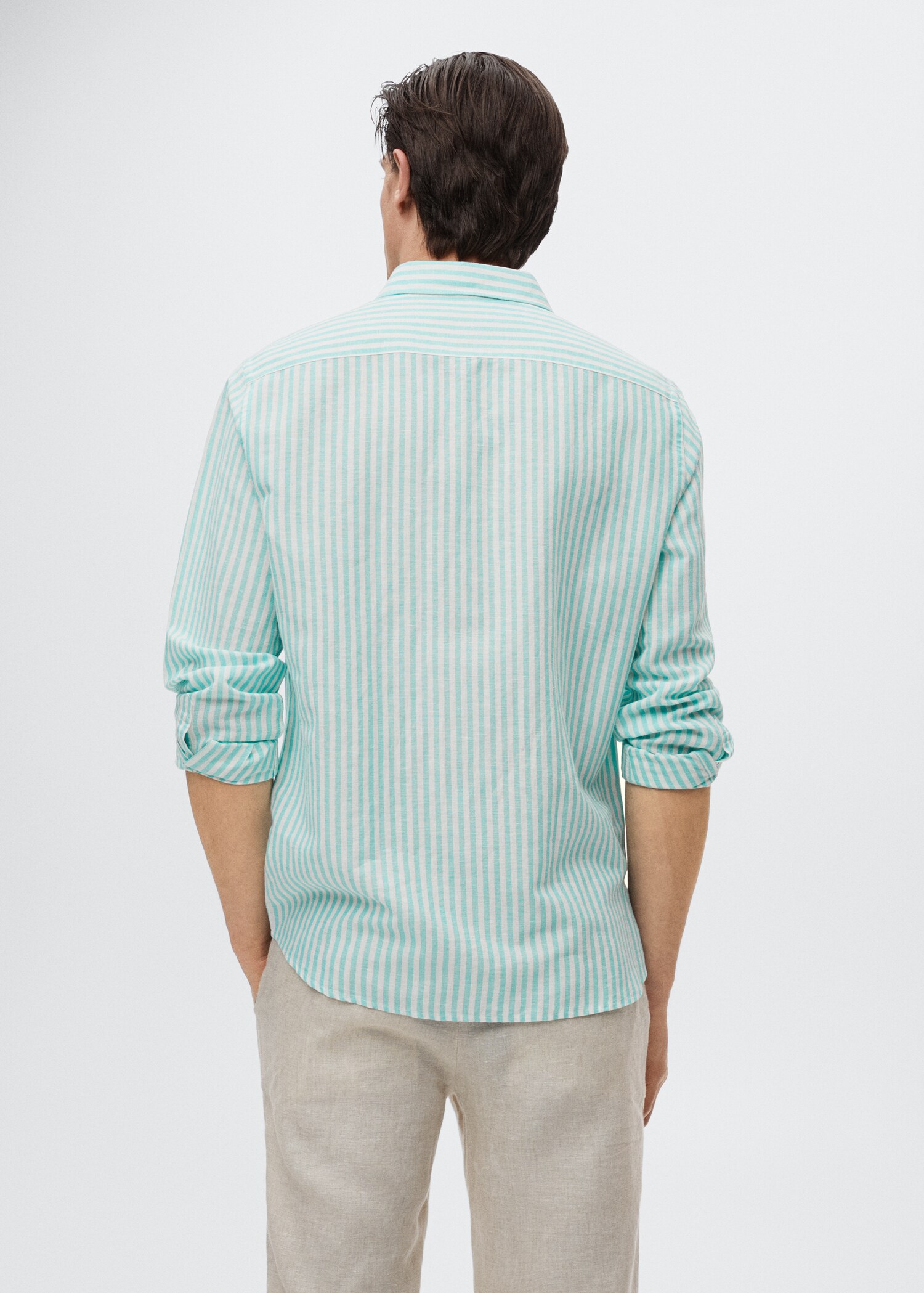 Slim fit striped linen shirt - Reverse of the article