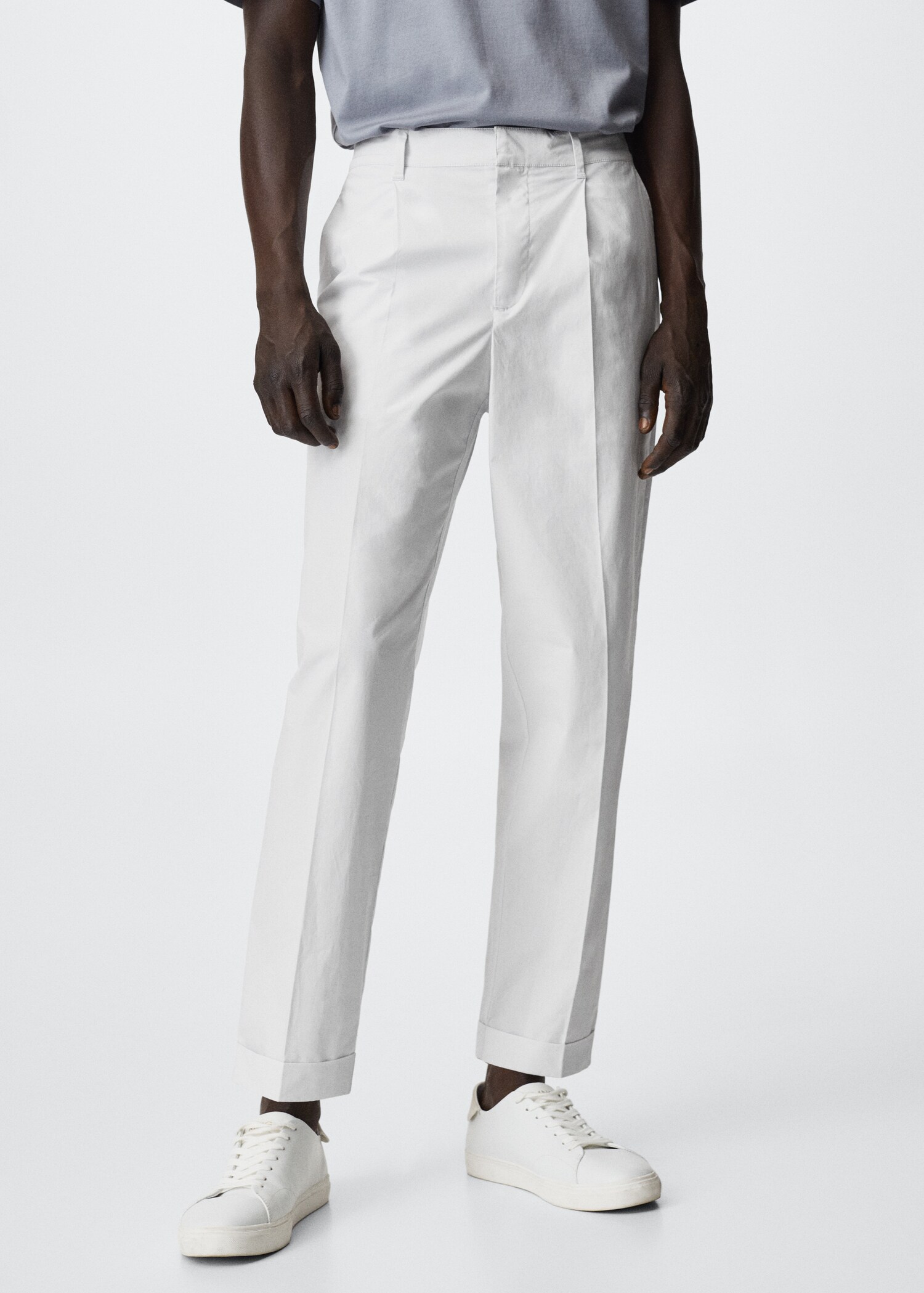 Pantalon à pinces coton - Plan moyen
