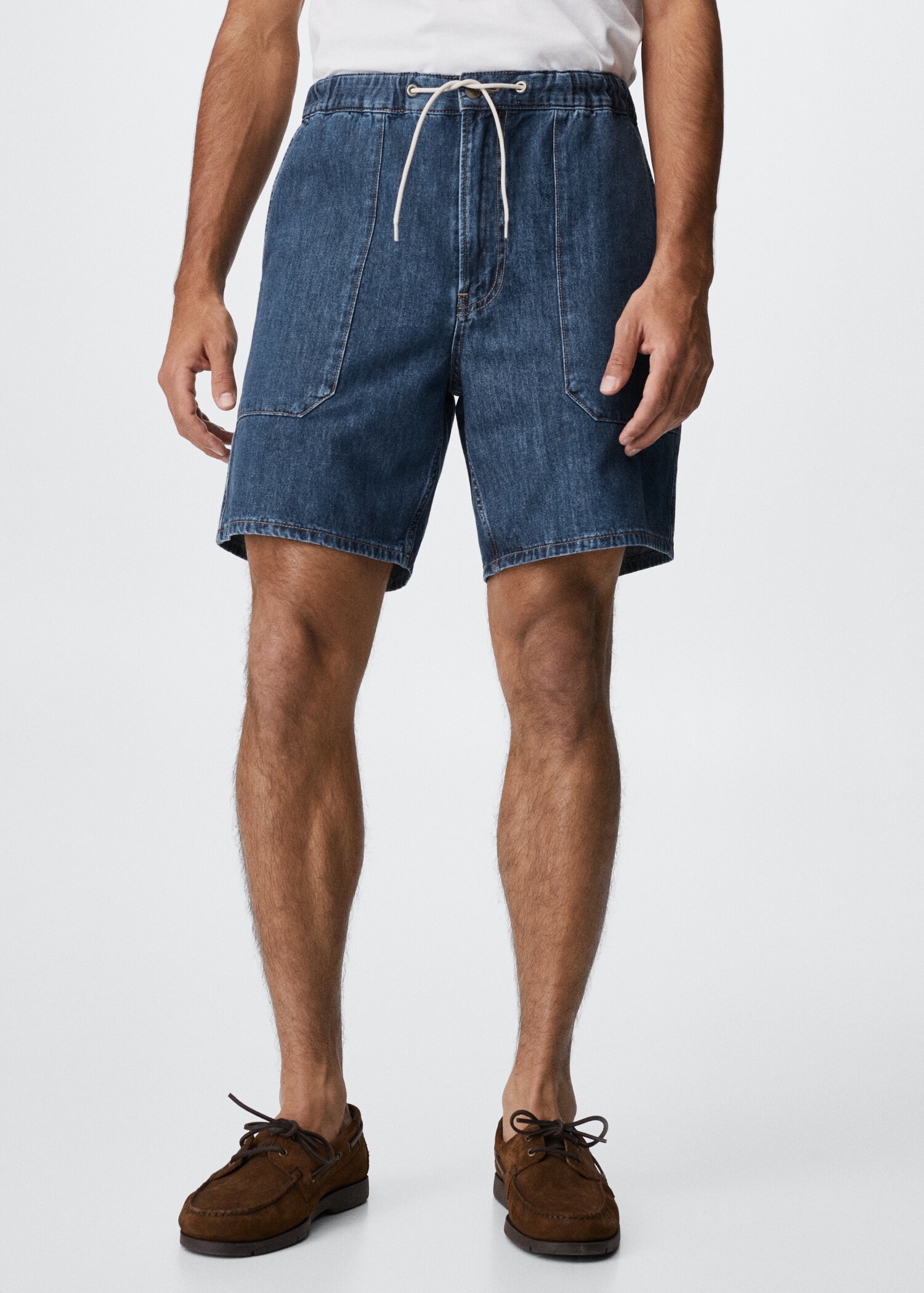 Jeans-Bermudashorts mit Kordelzug - Mittlere Ansicht