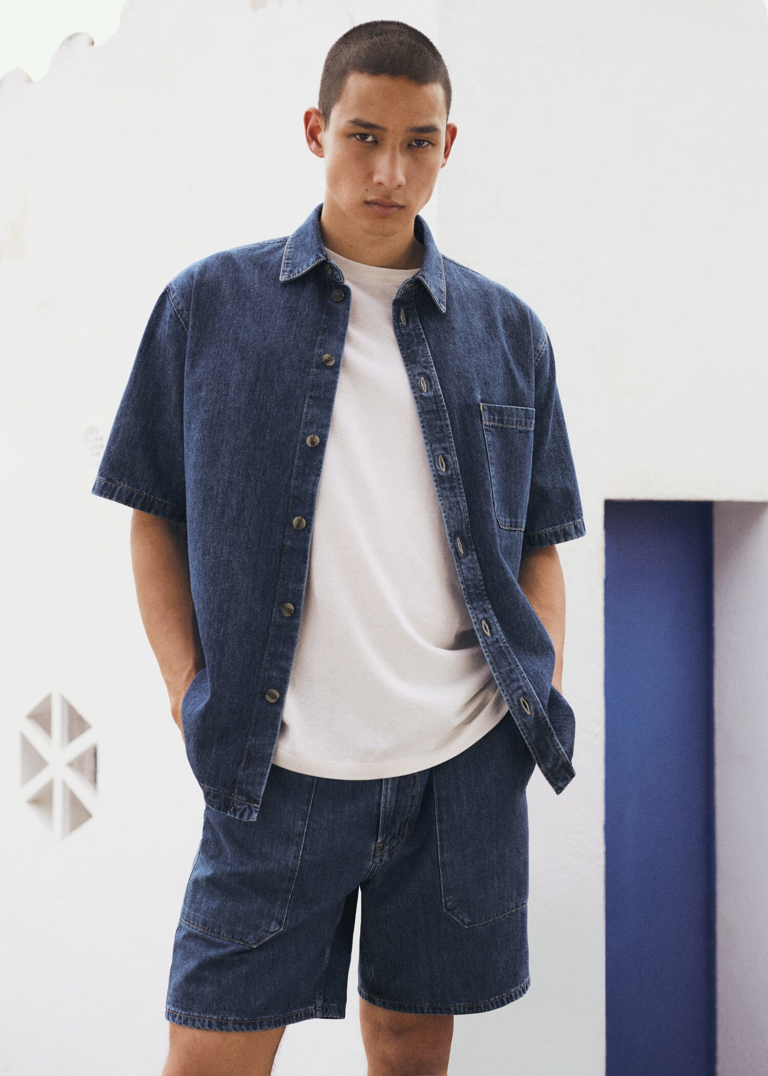 Jeans-Bermudashorts mit Kordelzug - Detail des Artikels 5
