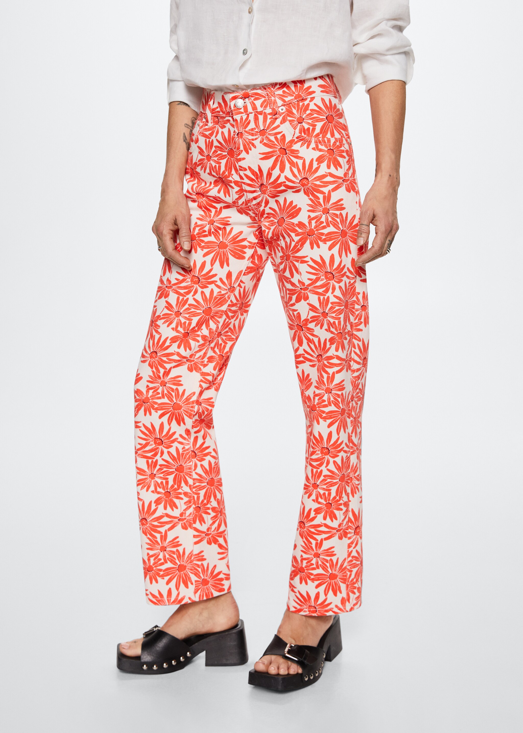 Printed straight jeans - Medium plane