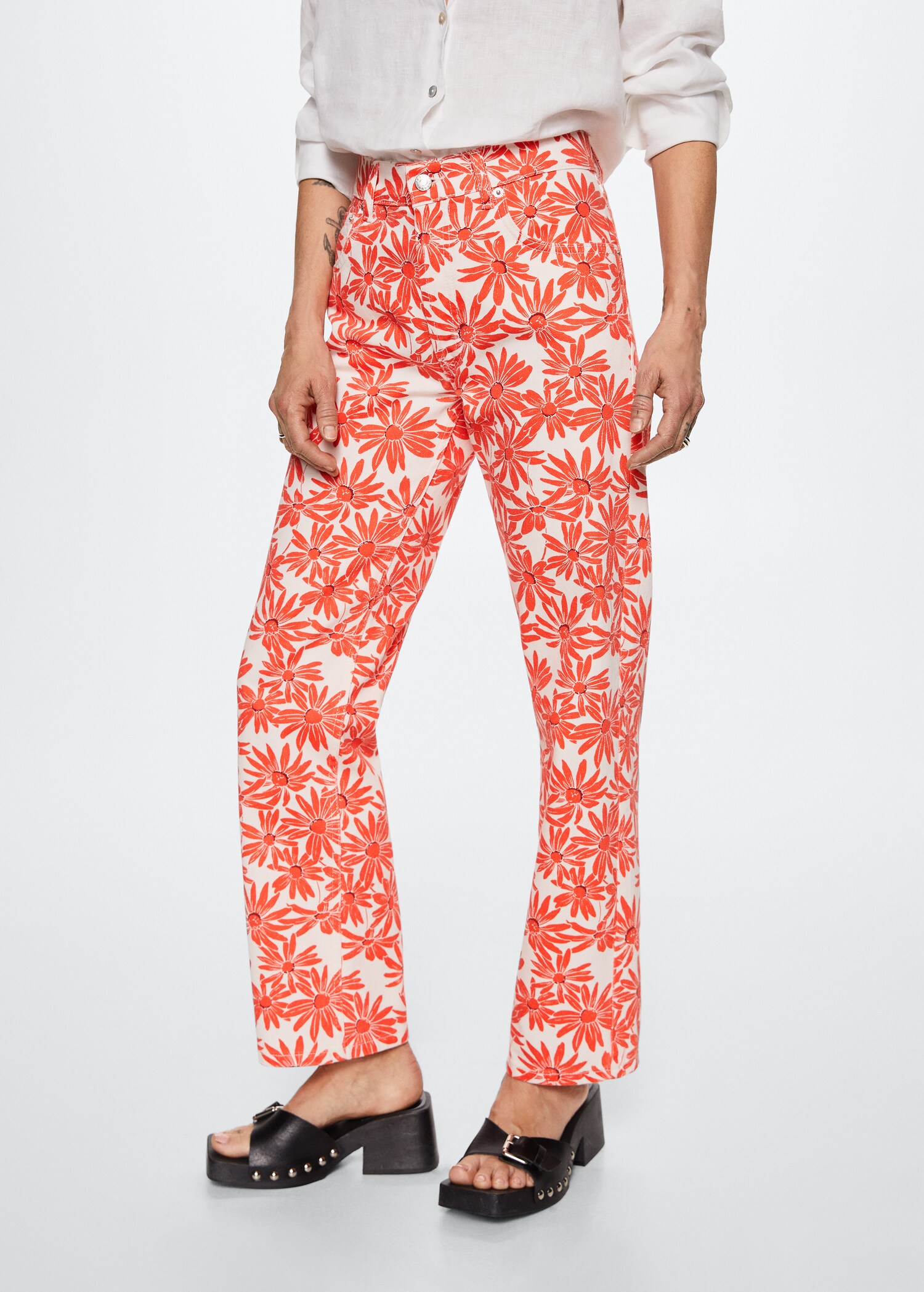 Printed straight jeans - Medium plane