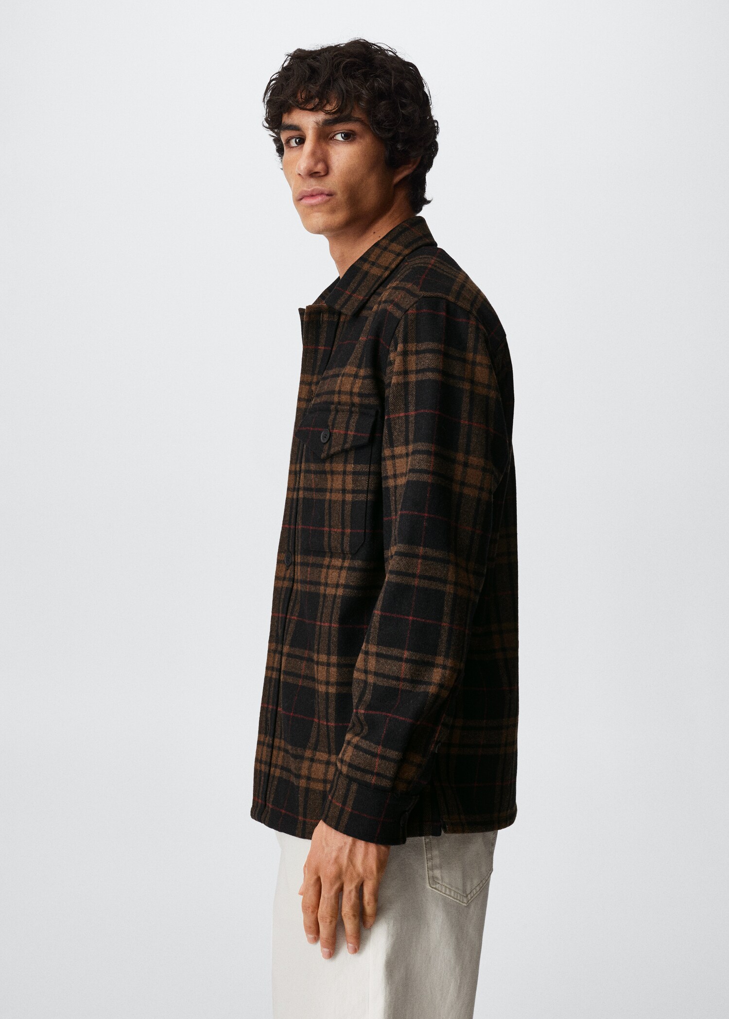 Kariertes Overshirt aus Woll-Mix - Detail des Artikels 2