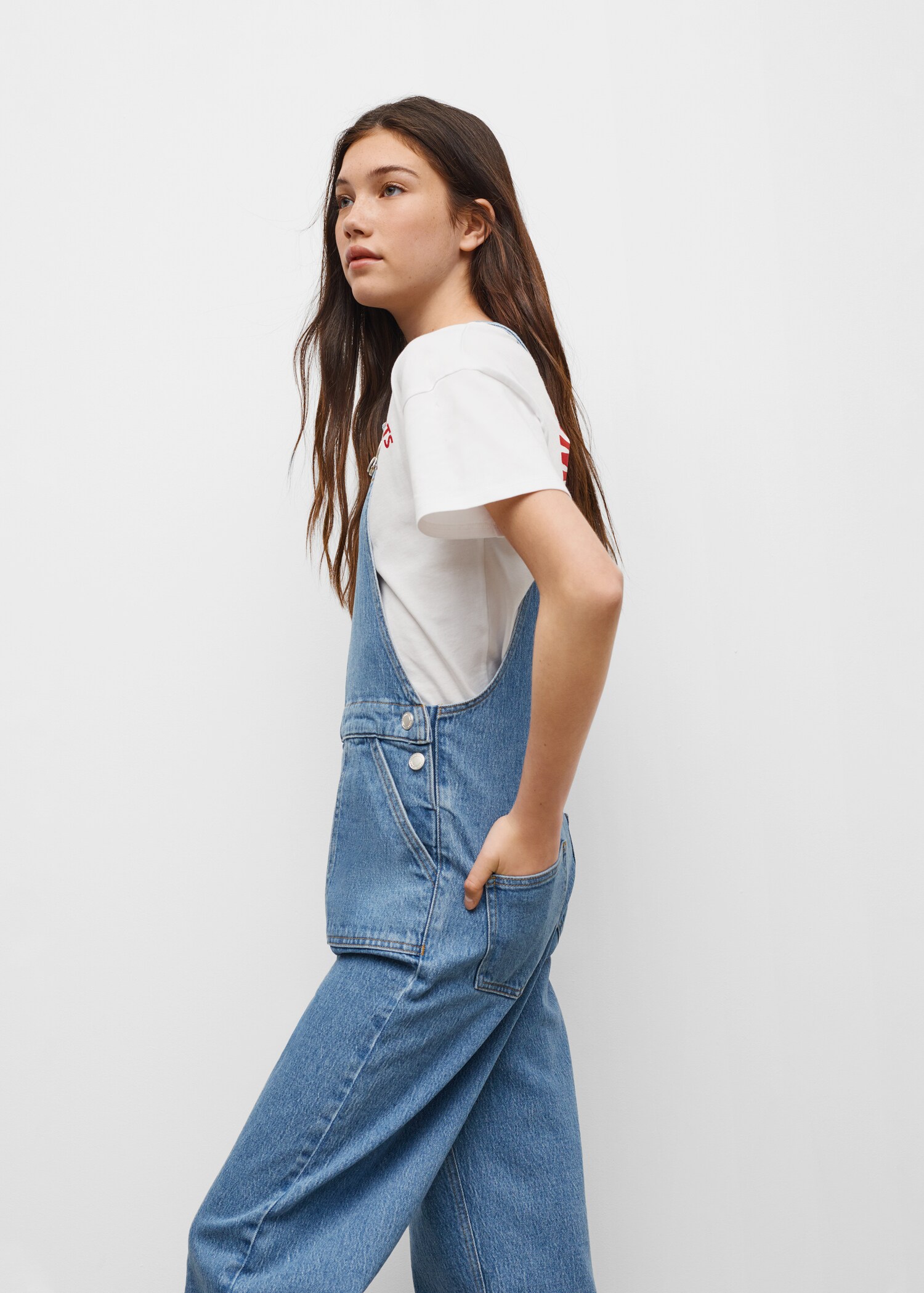 Denim culotte dungarees - Details of the article 1