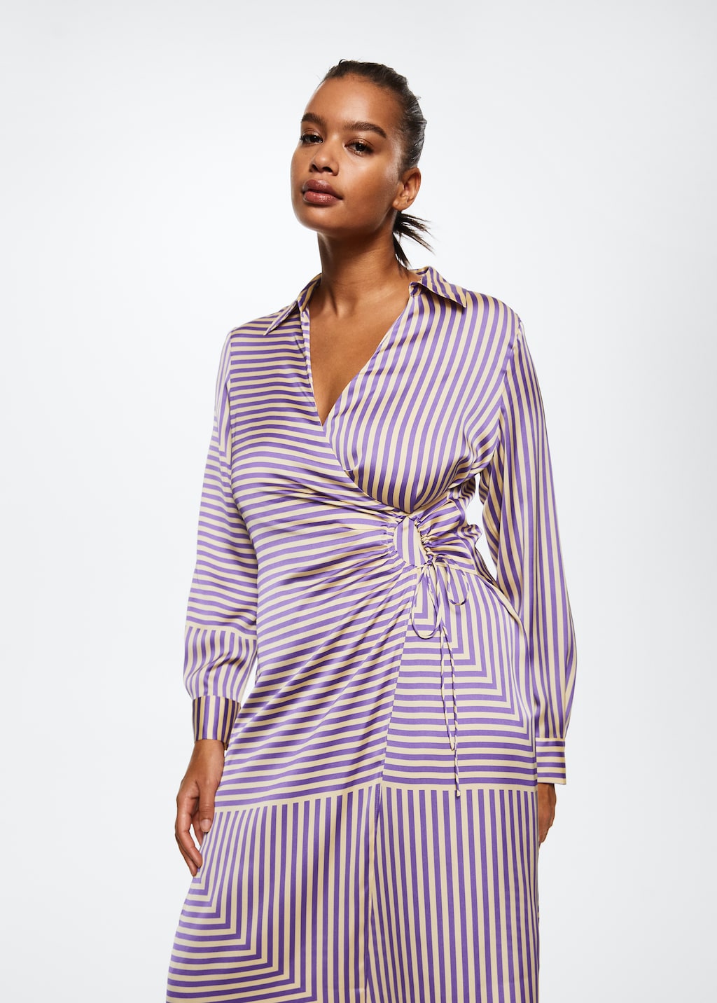 Mango striped wrap dress outlet