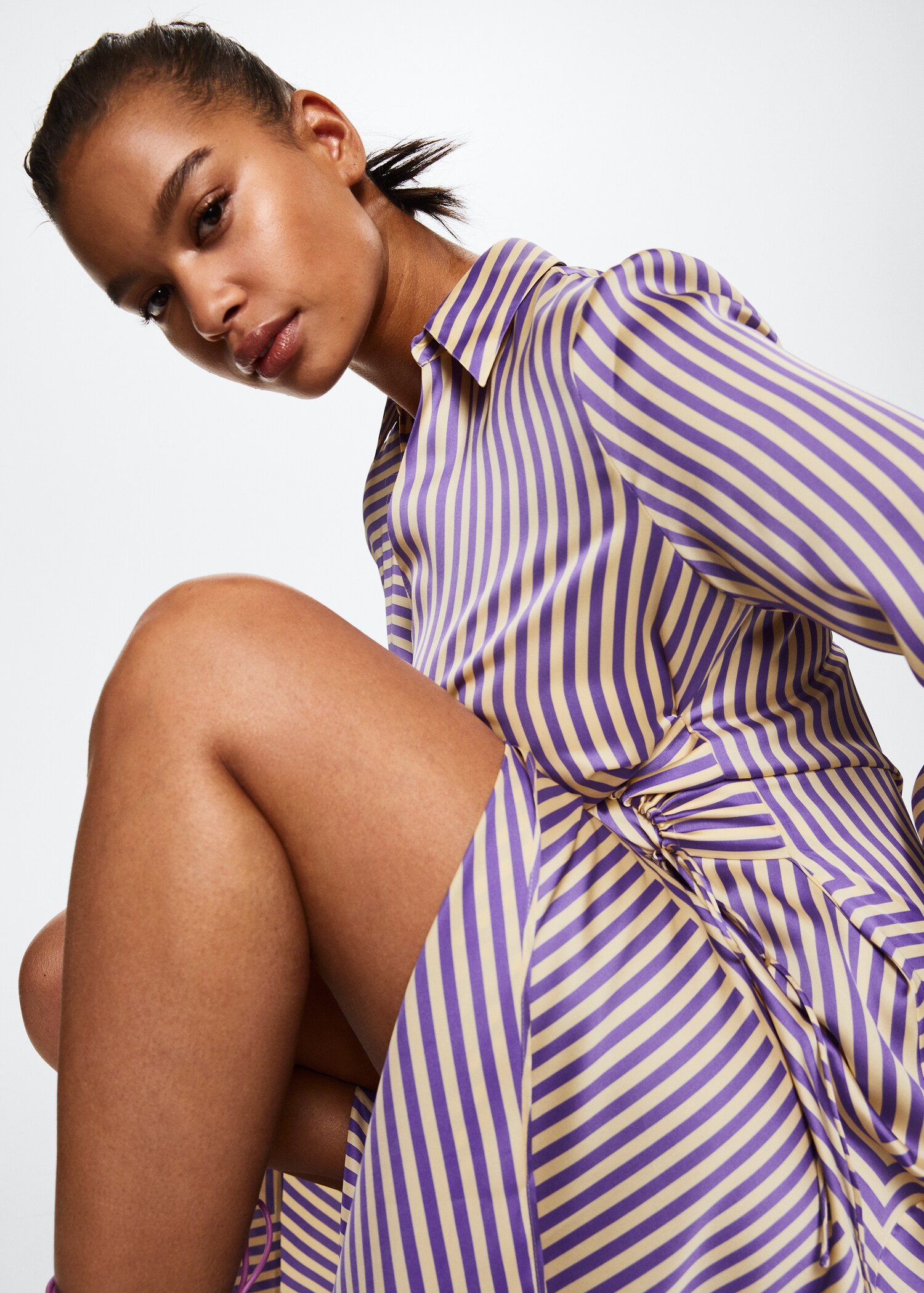 Striped satin dress - Details of the article 5
