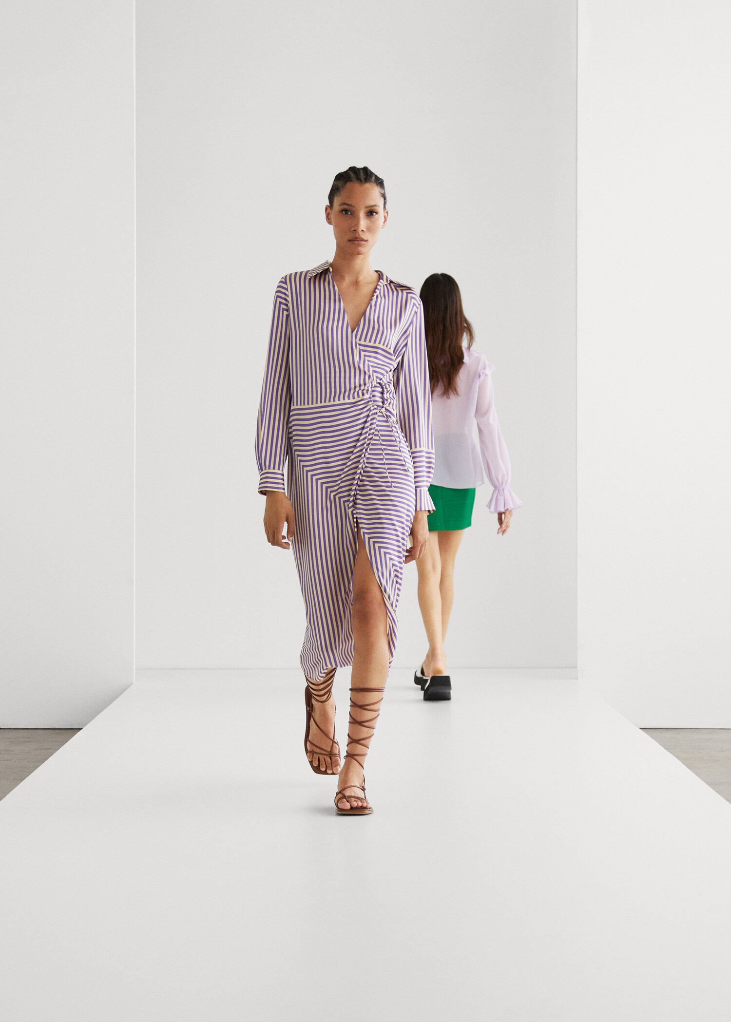 Striped satin dress - Details of the article 6
