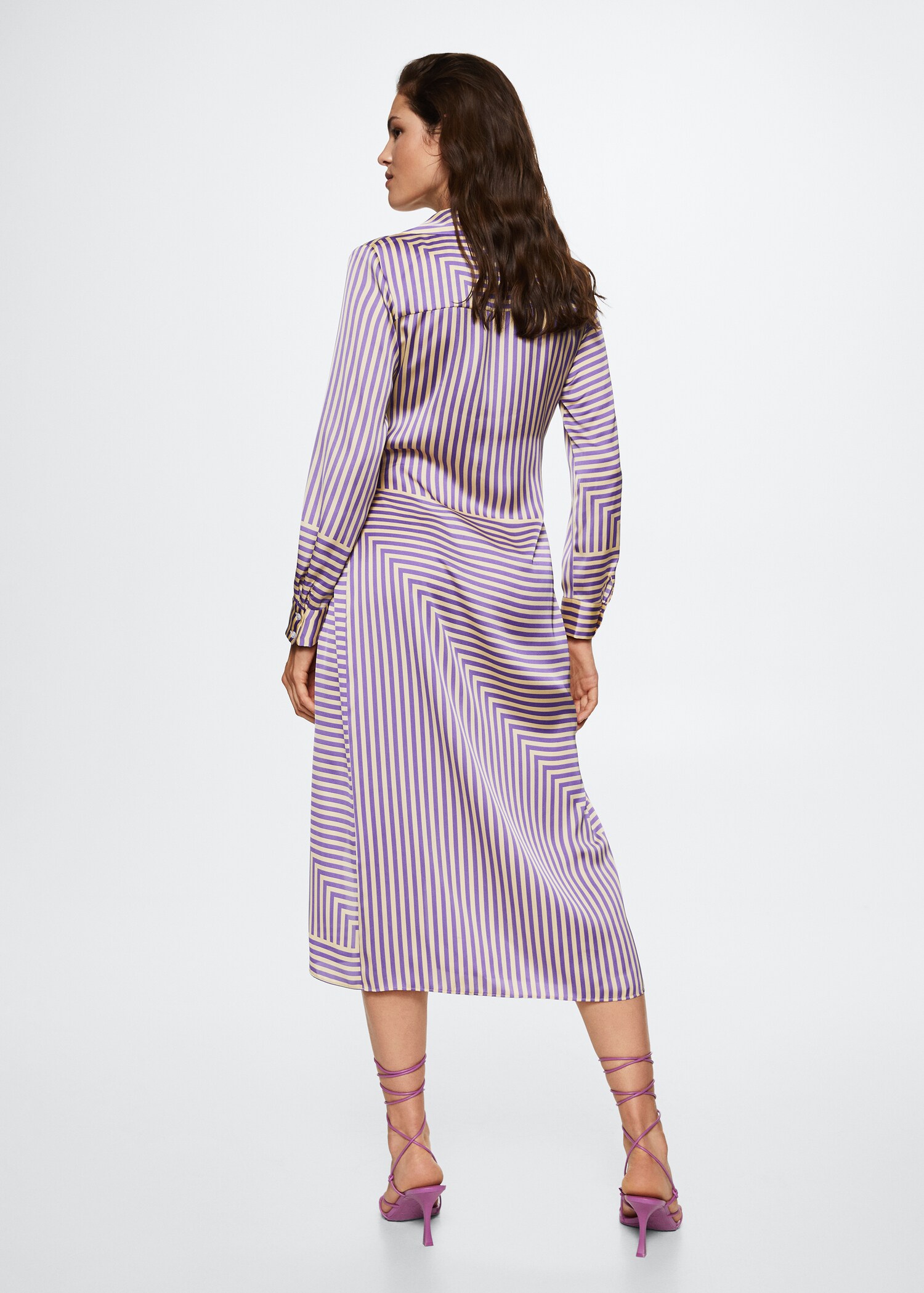 Striped satin dress - Reverse of the article