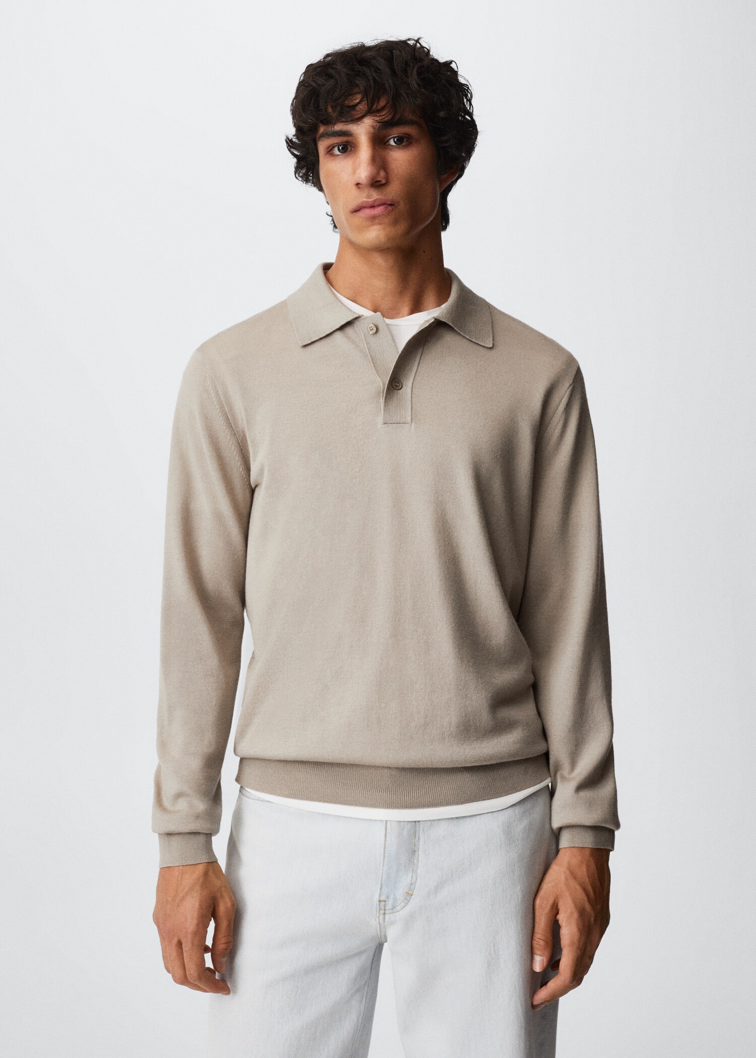 Knitted woollen polo shirt - Medium plane