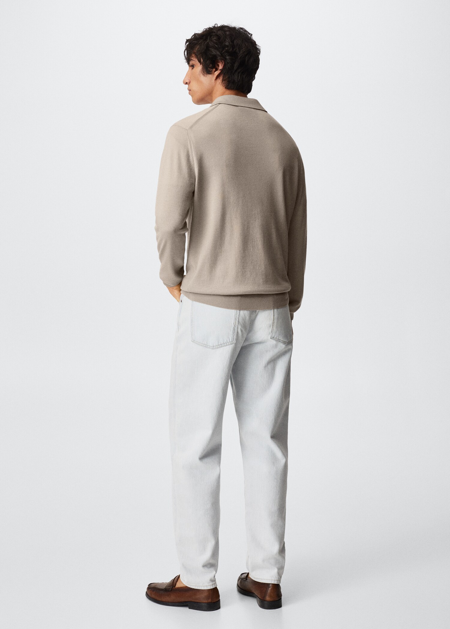 Knitted woollen polo shirt - Reverse of the article