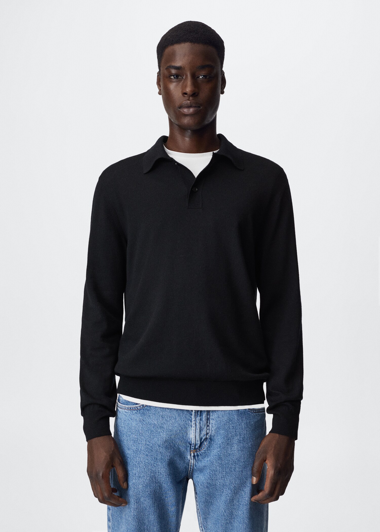 Knitted woollen polo shirt - Medium plane