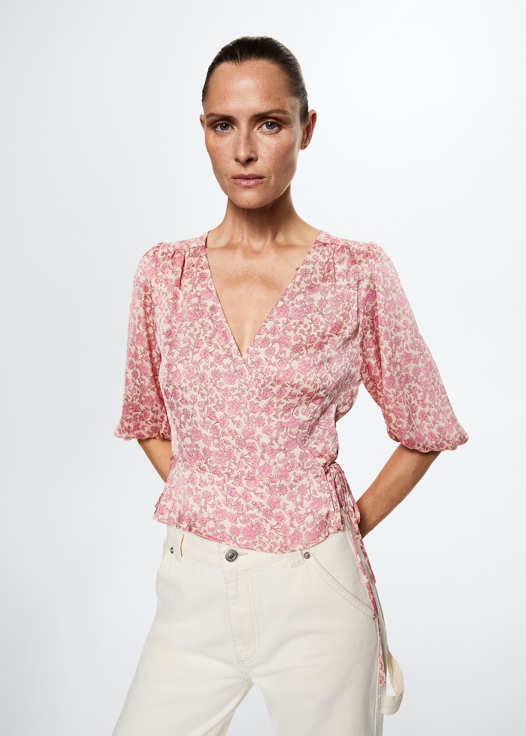 pink flower print blouse