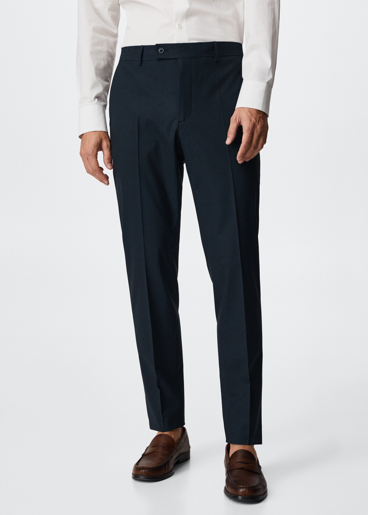 Slim fit wool suit trousers - Medium plane