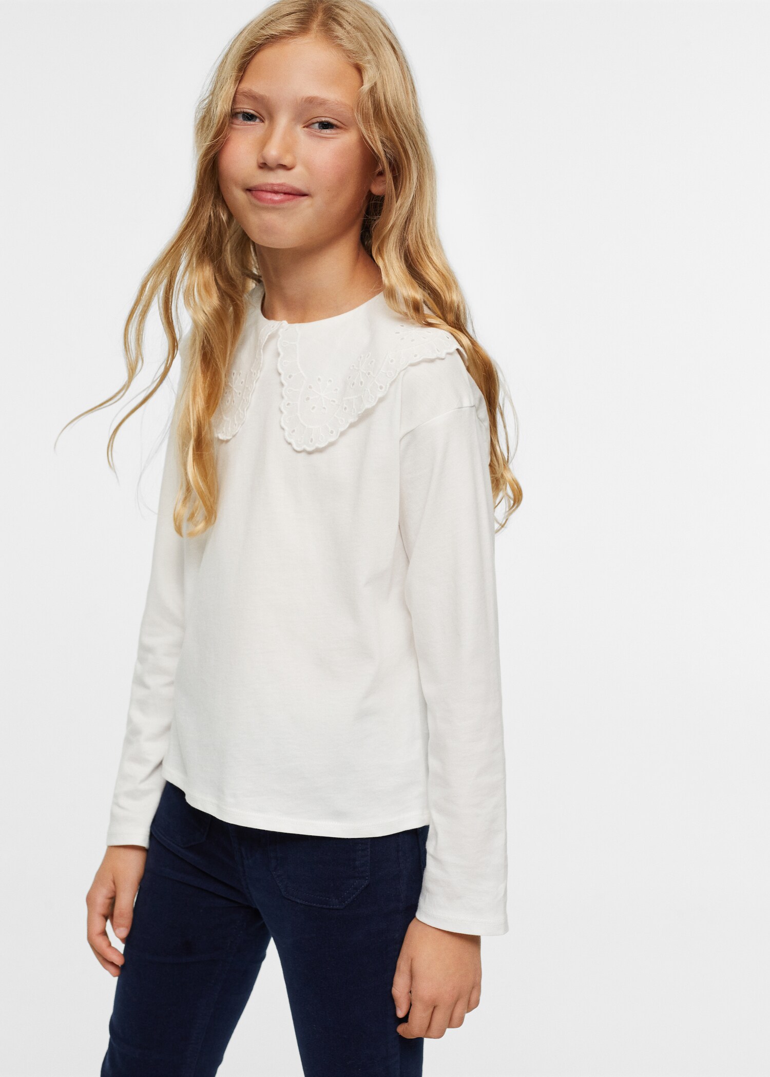 Babydoll collar cotton T-shirt - Medium plane