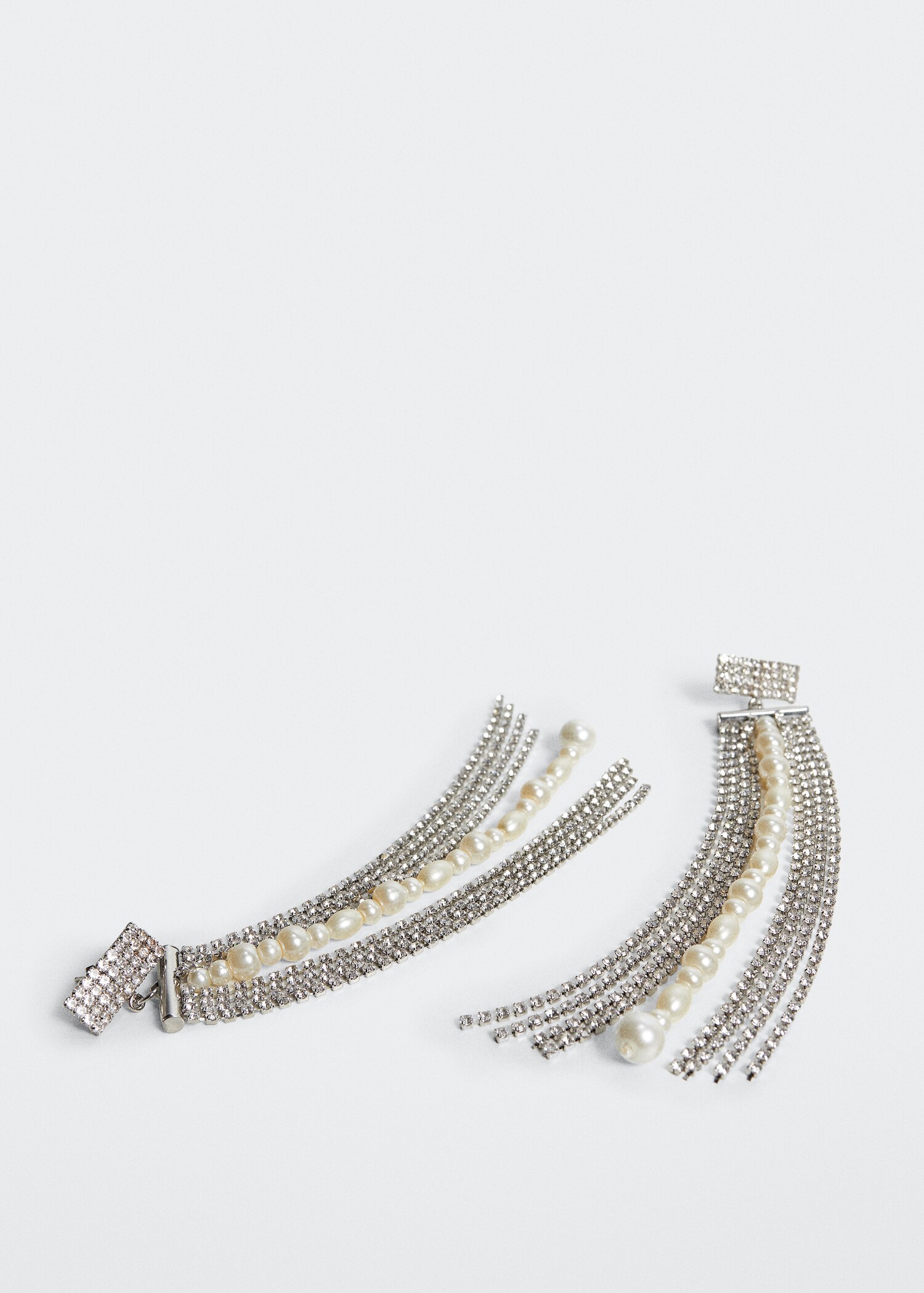 Crystal cascade earrings with pearls - Medium plane