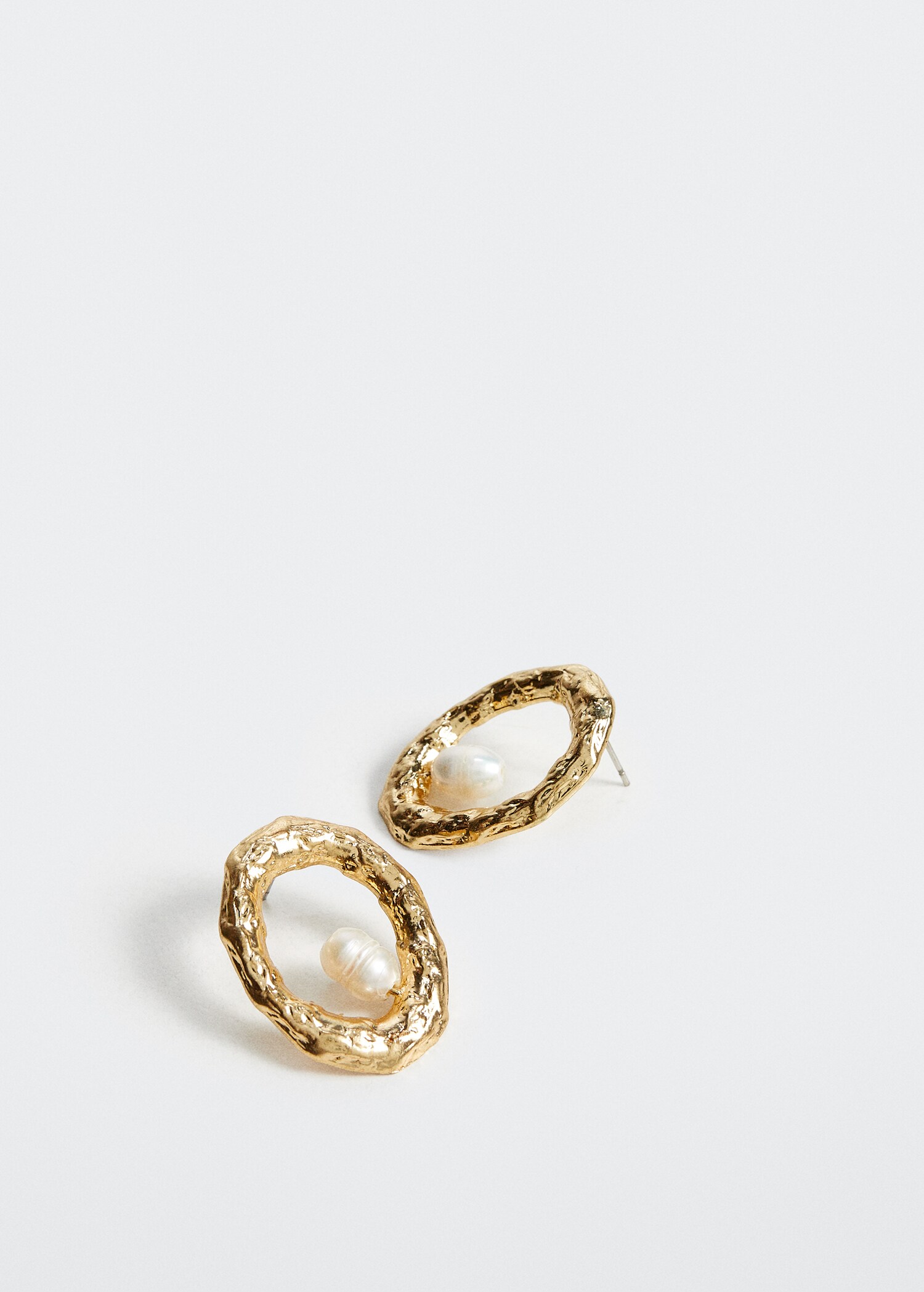 Pearl-bead hoops earrings - Medium plane