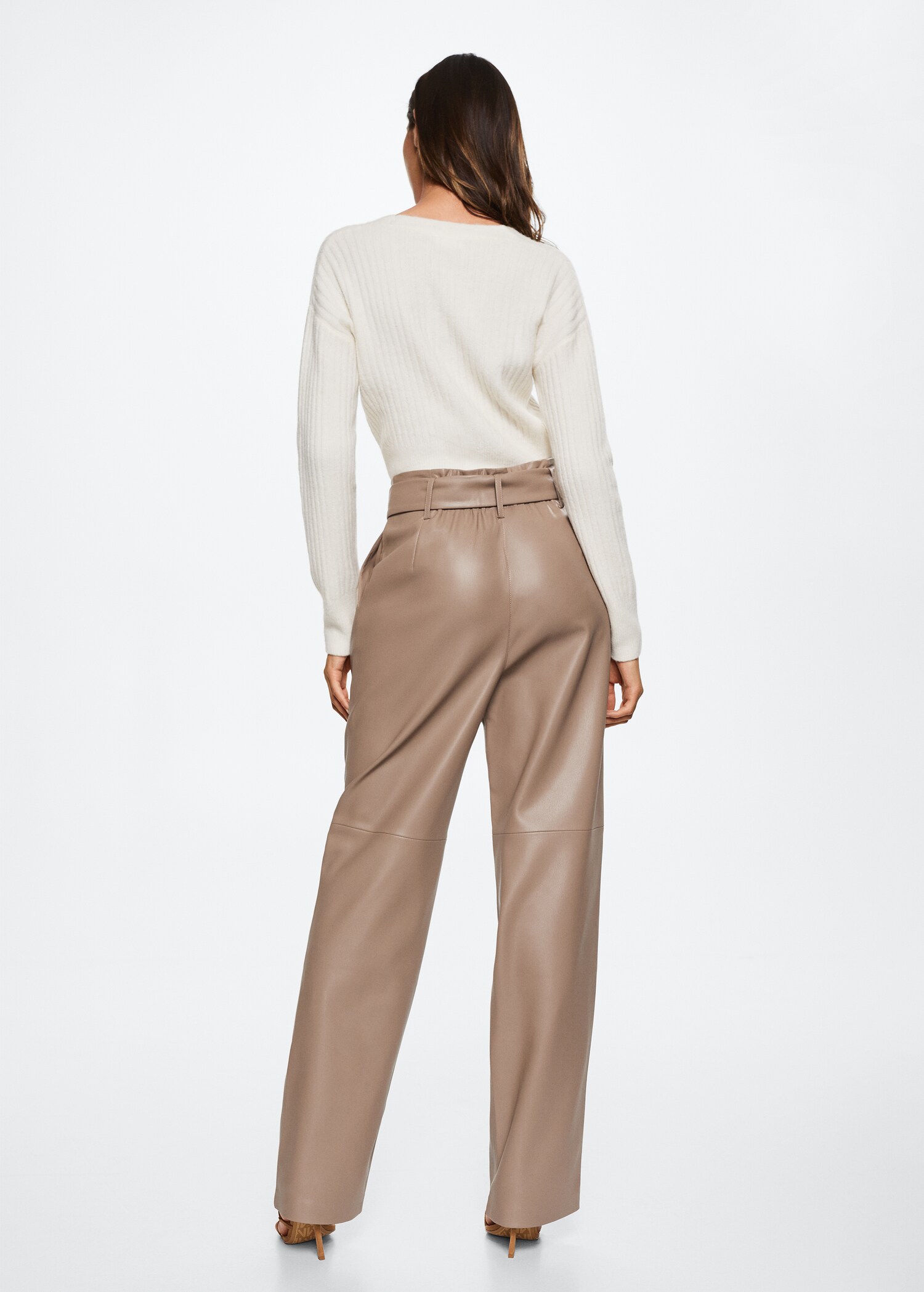Pantalón recto efecto piel - Reverso del artículo