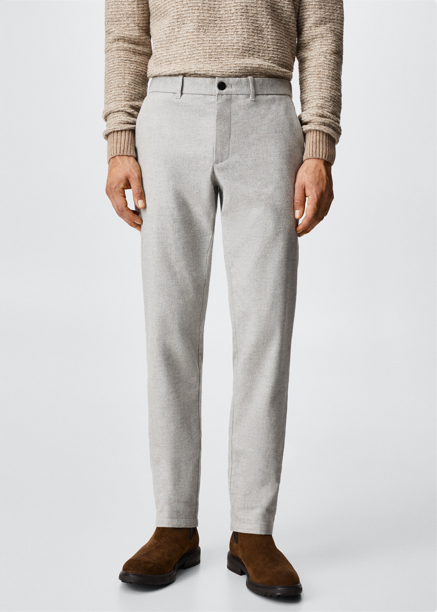 Slim-fit cotton trousers - Medium plane