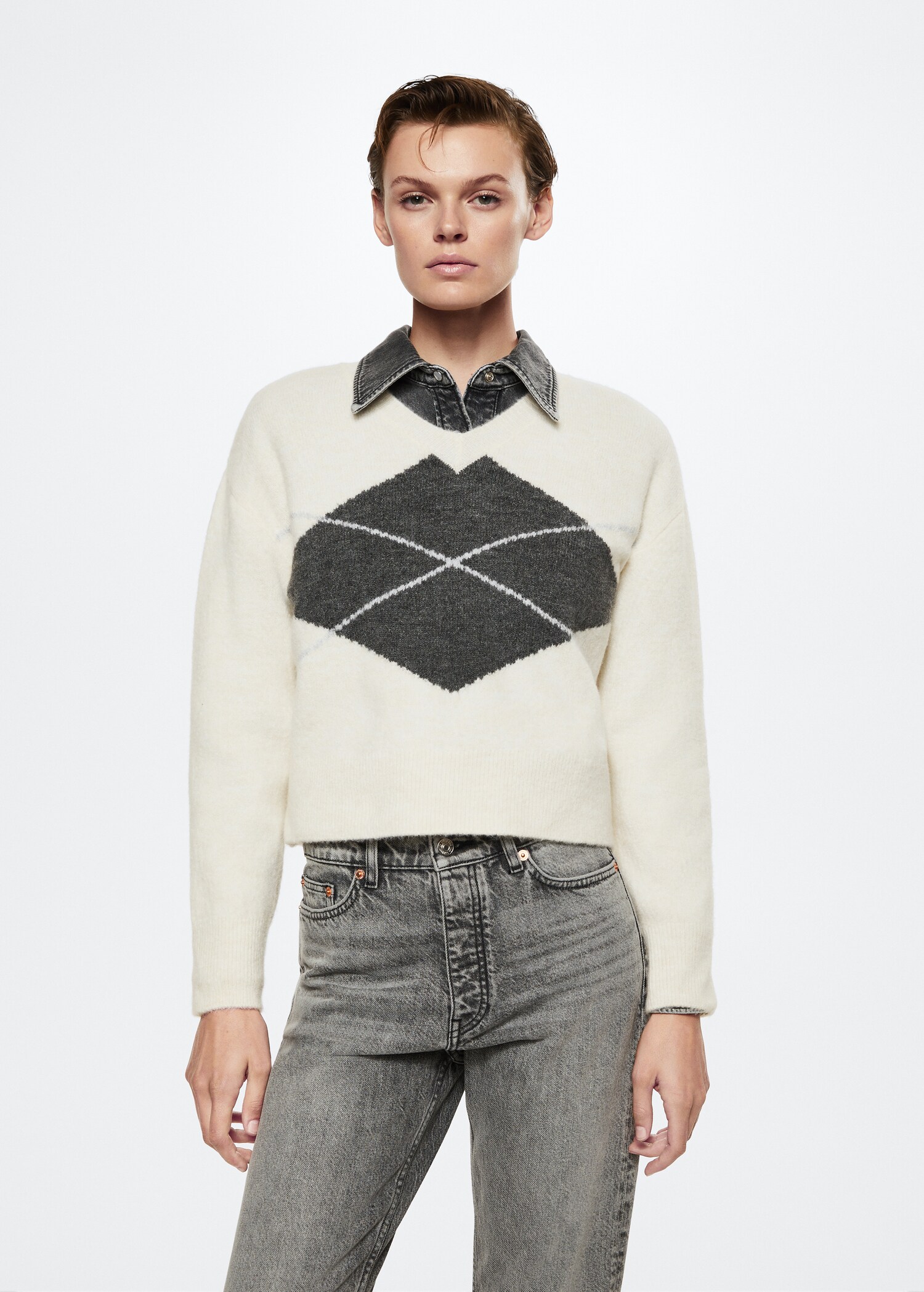 Pullover mit geometrischem Muster - Mittlere Ansicht