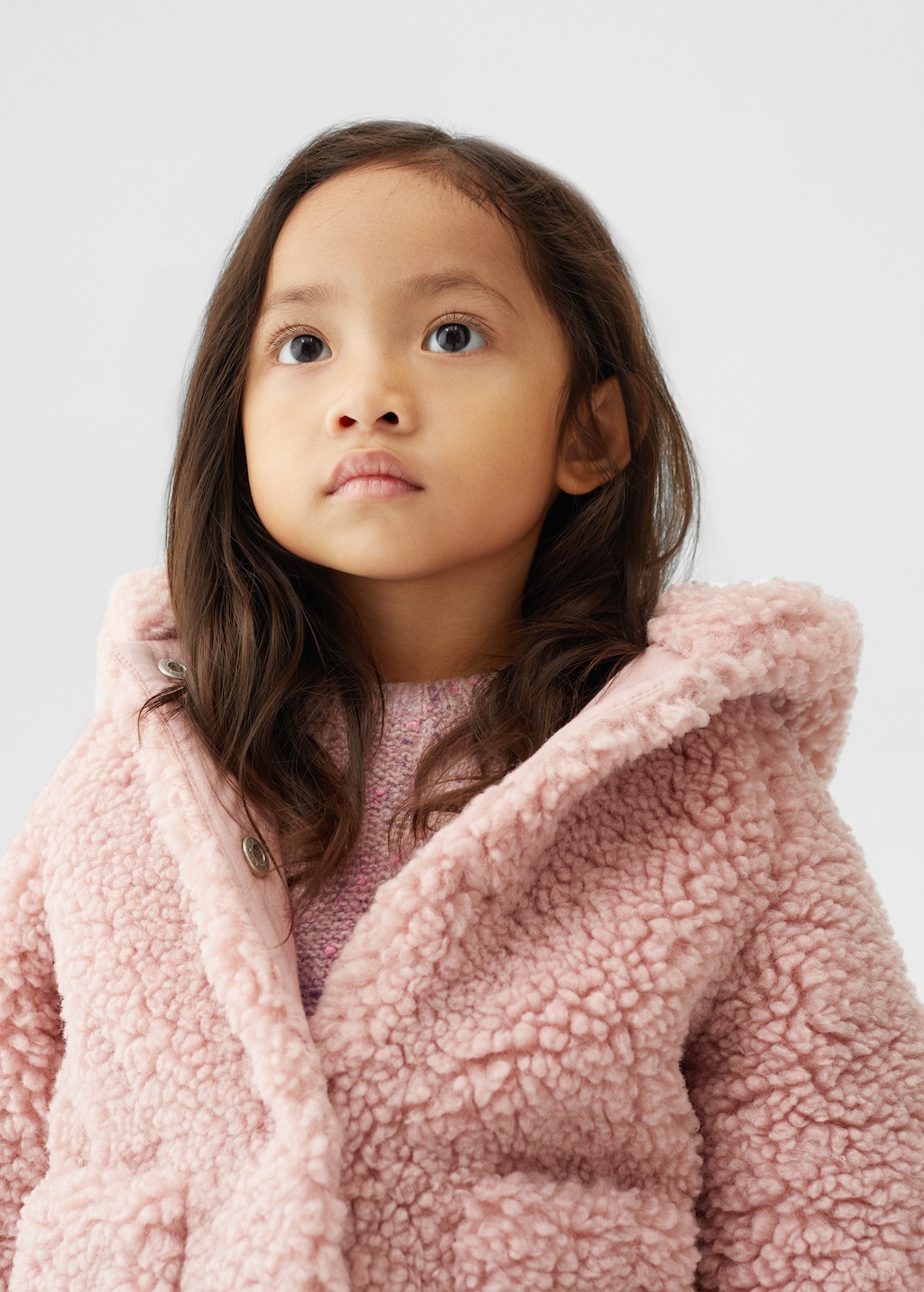 Shearling effect hooded coat
