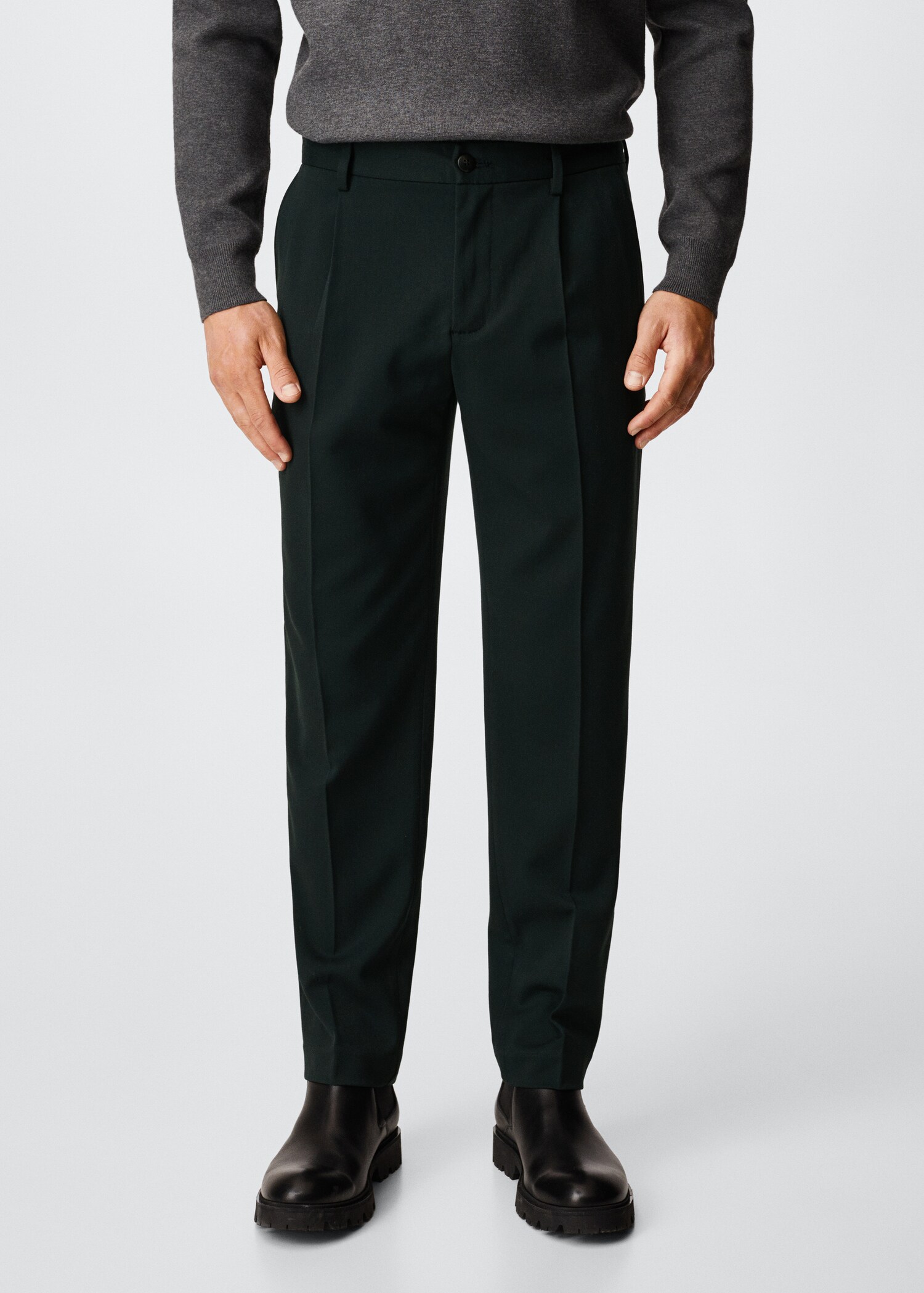 Cotton pleated pants - Medium plane