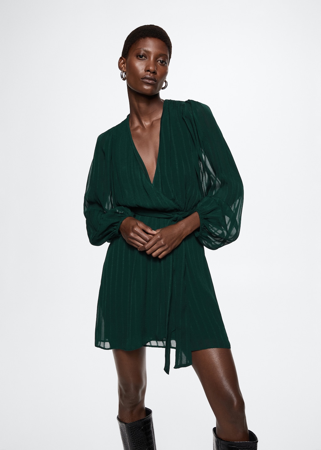 Flowy chiffon dress Women MANGO OUTLET USA