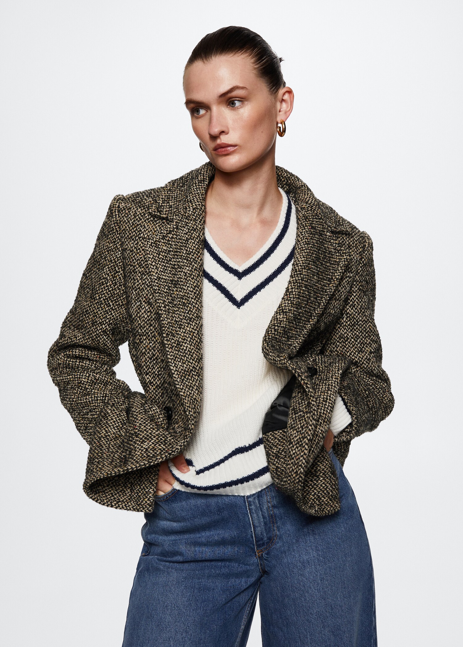 Textured flecked wool coat - Medium plane