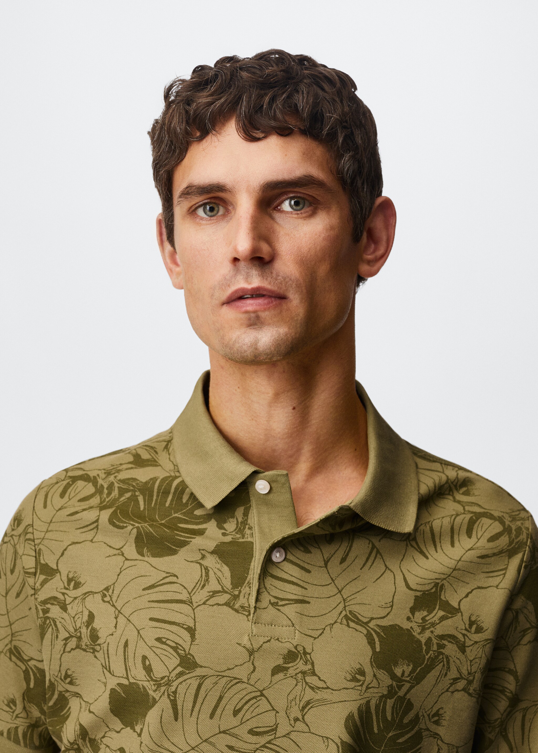 Tropical print cotton polo shirt - Details of the article 1
