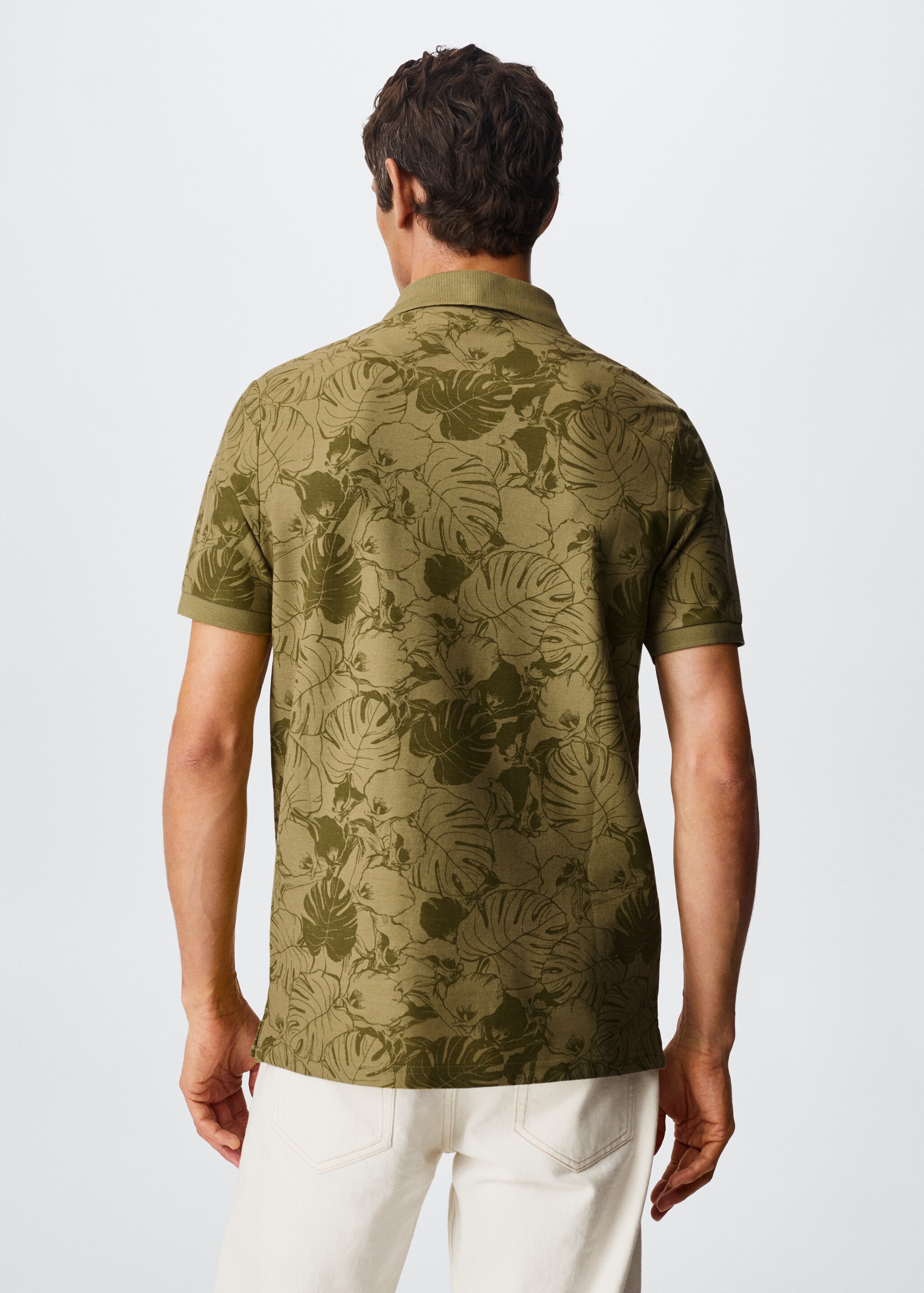 Tropical print cotton polo shirt - Reverse of the article