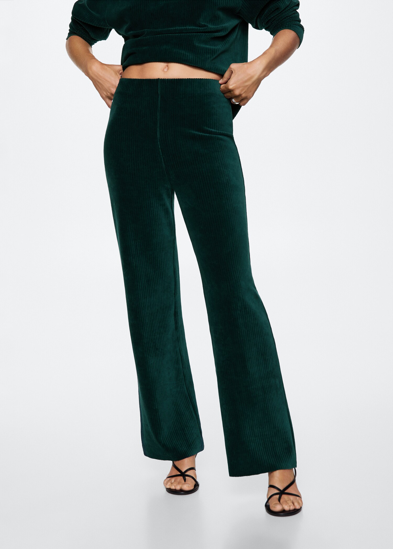 Corduroy trousers with elastic waist - Medium plane