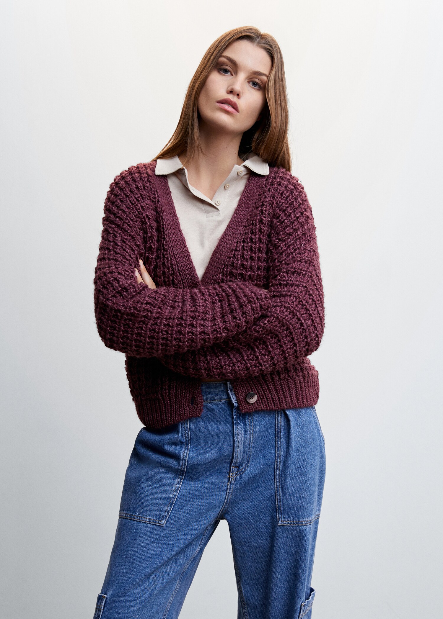Oversized cardigan with buttons - Medium plane