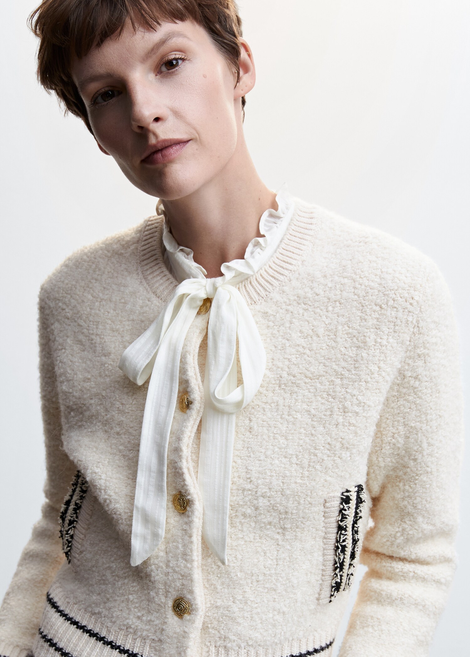 Knitted cardigan with jewel button  - Details of the article 1