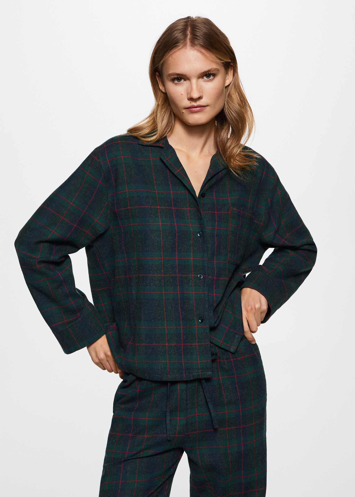 Camisa pijama franel·la quadres - Pla mig