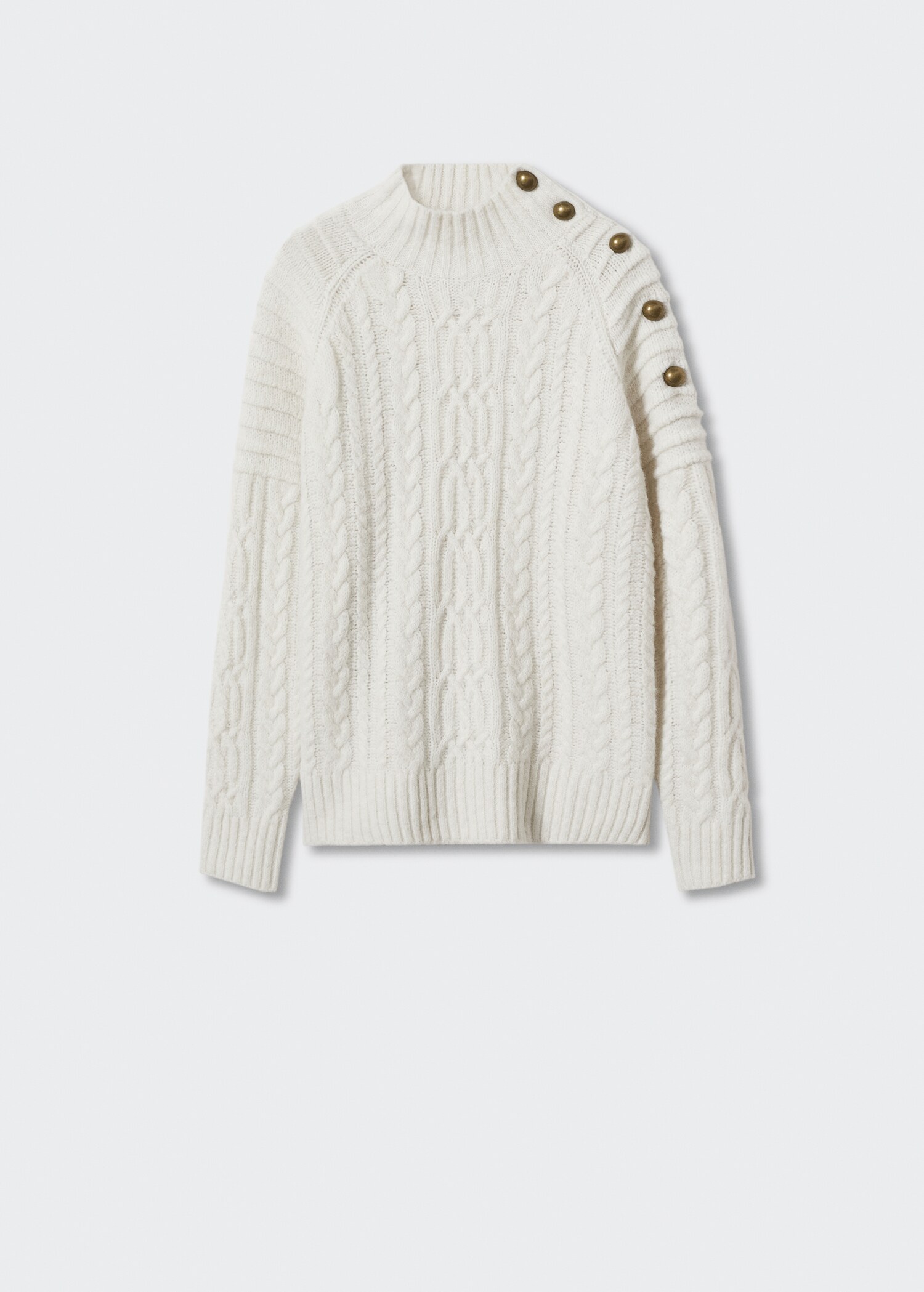 Geknöpfter Strickpullover mit Zopfmuster - Artikel ohne Model