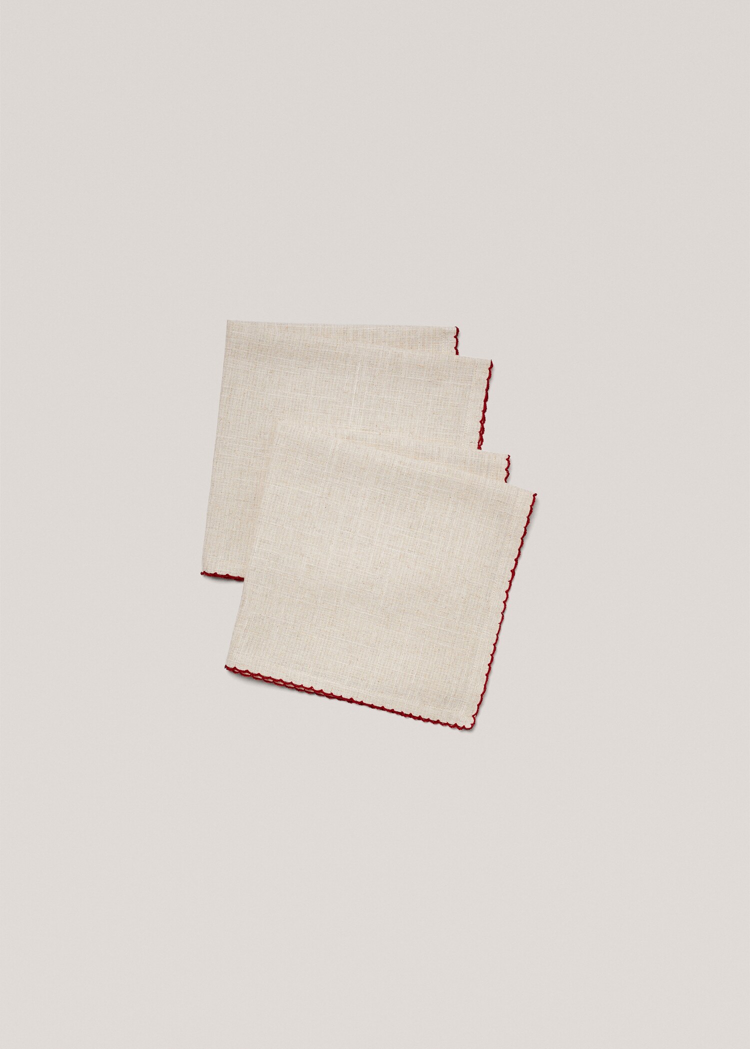 Pack 2 tovaglioli con bordo ricamato 45x45 cm - Dettaglio dell'articolo 1