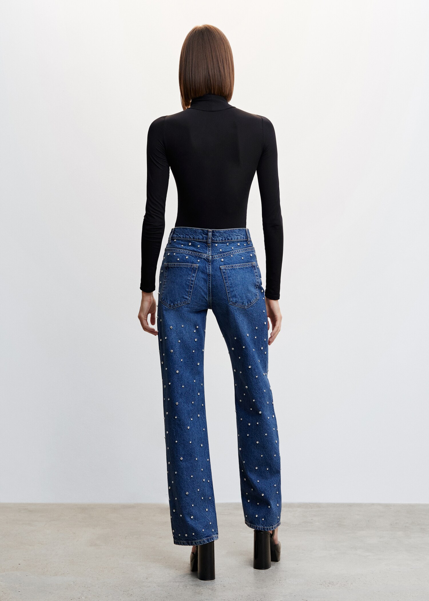 Jeans wideleg strass - Reverso del artículo