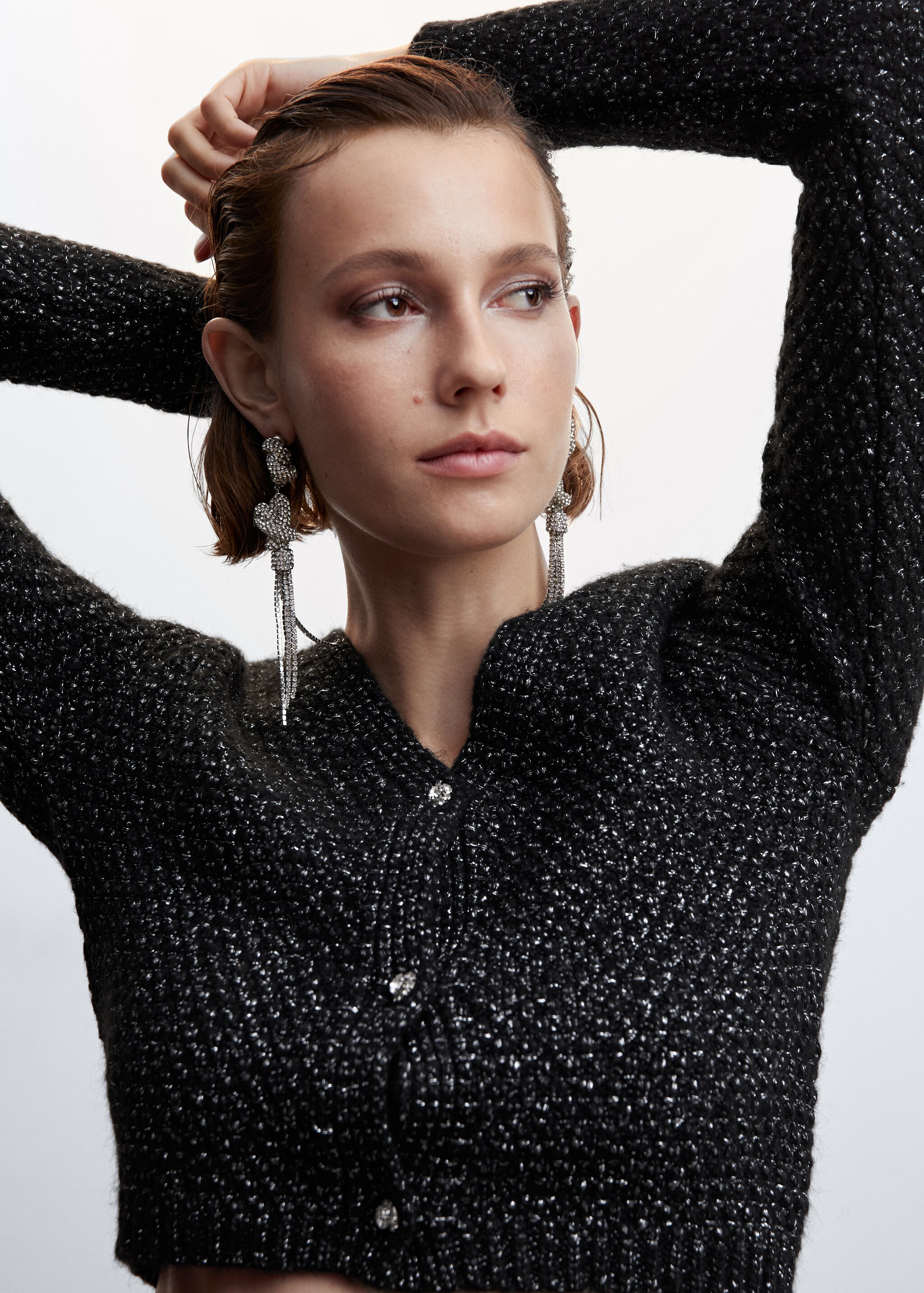 Knitted cardigan with jewel button  - Details of the article 1