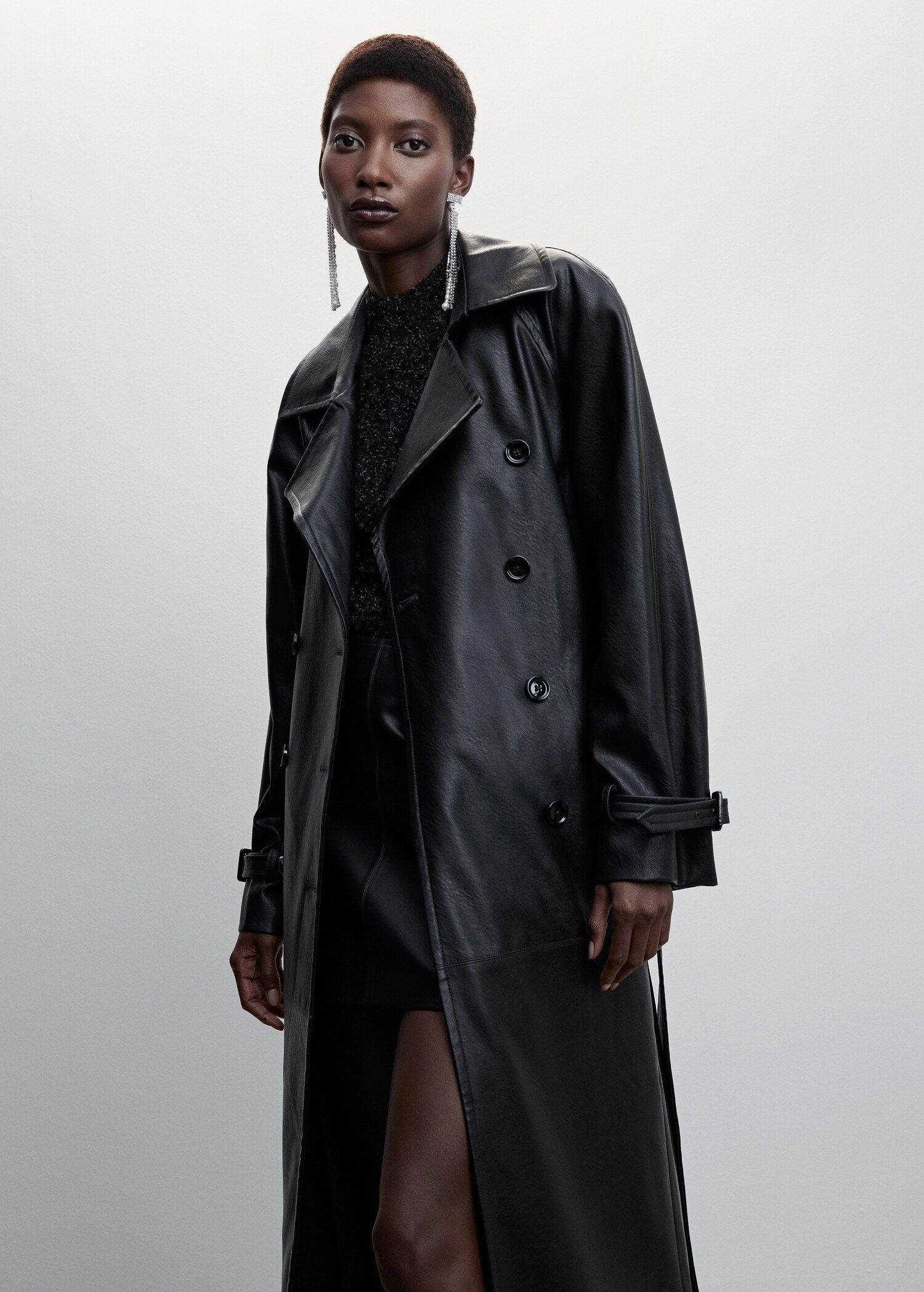 Leather-effect trench coat - Medium plane