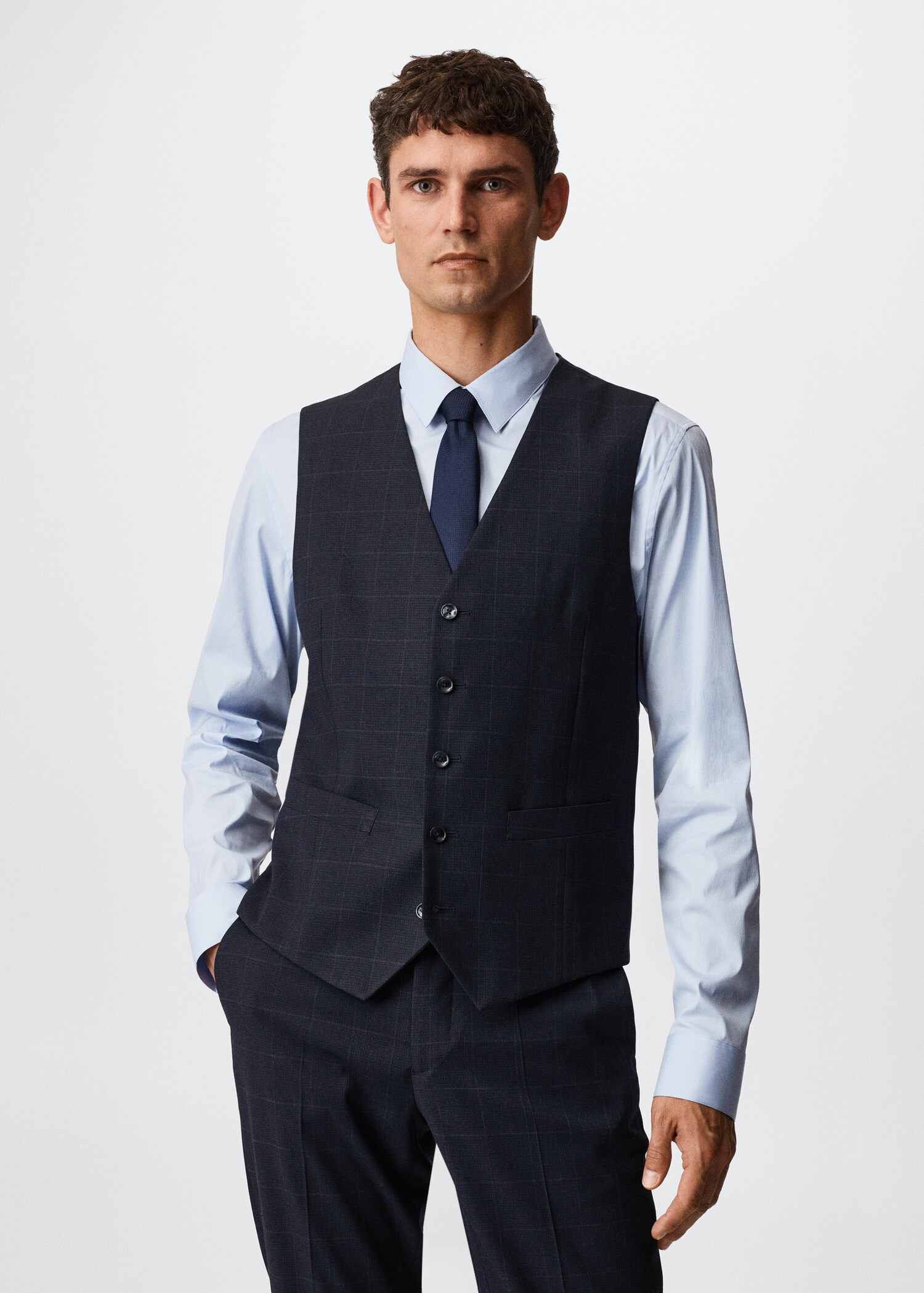 Slim-fit suit waistcoat - Medium plane