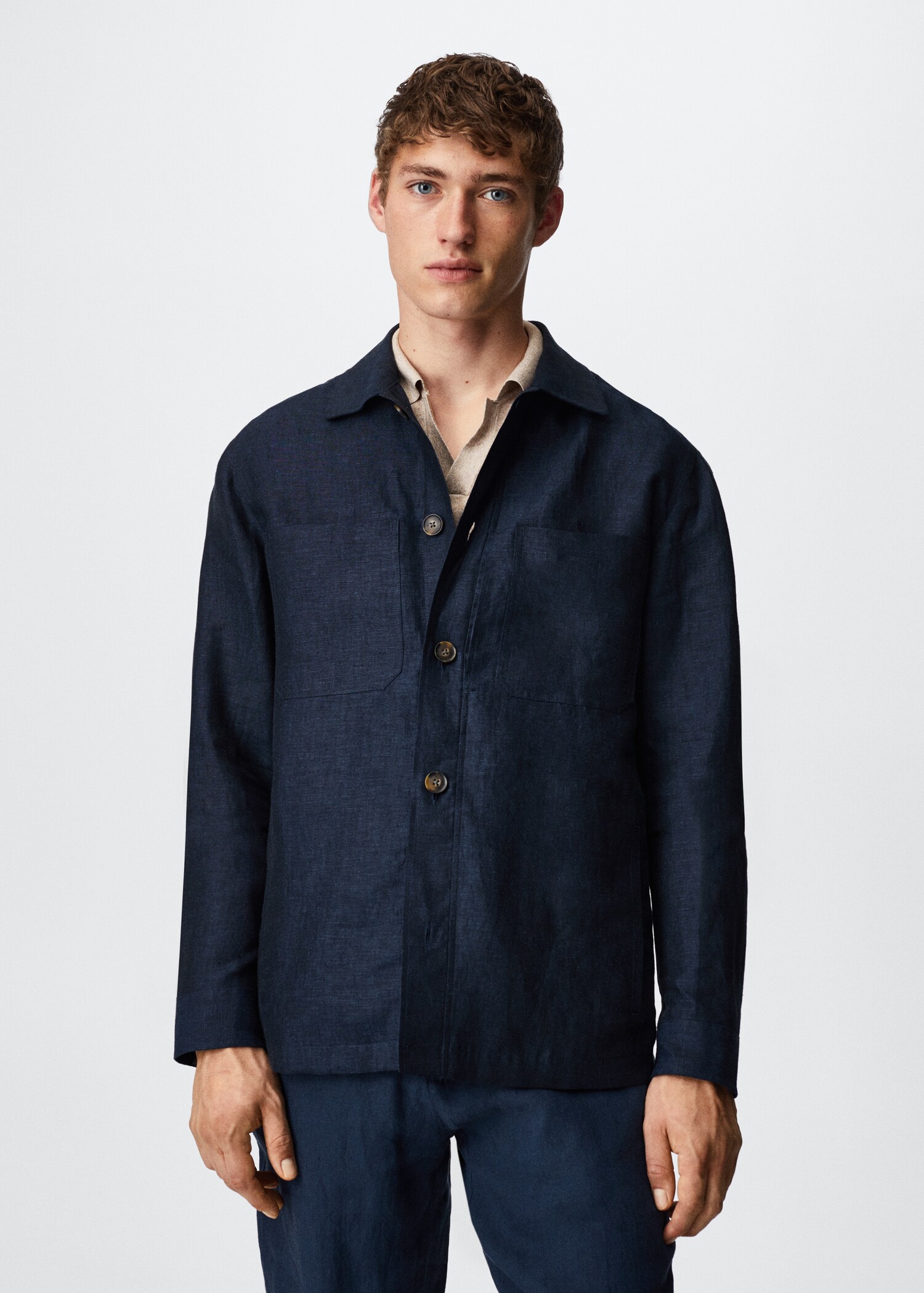 100% linen overshirt with pockets - Medium plane